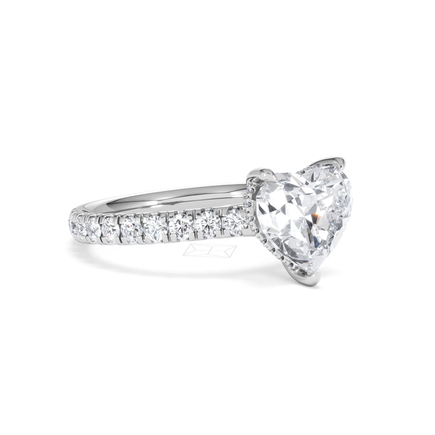 Amora Heart 2.55ct Hidden Halo Lab Diamond Engagement Ring With Side Stones Set in 18K Platinum - Image 16