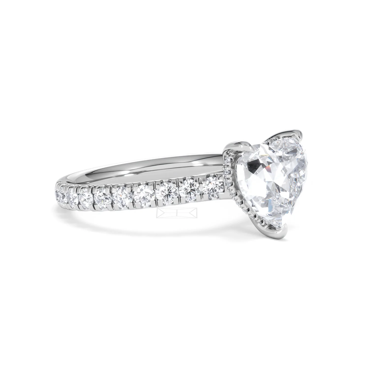 Amora Heart 2.55ct Hidden Halo Lab Diamond Engagement Ring With Side Stones Set in 18K Platinum - Image 18