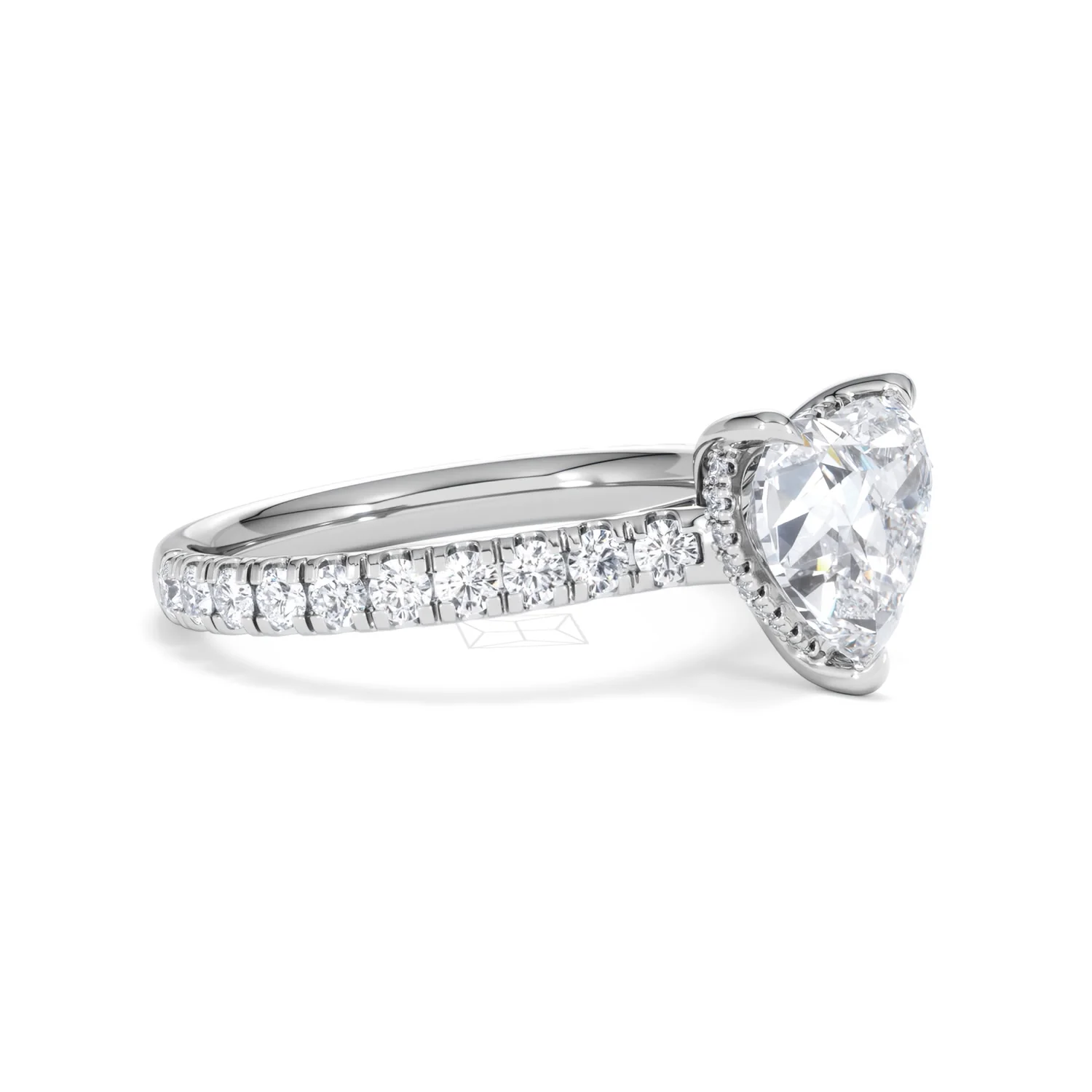 Amora Heart 2.55ct Hidden Halo Lab Diamond Engagement Ring With Side Stones Set in 18K Platinum - Image 20