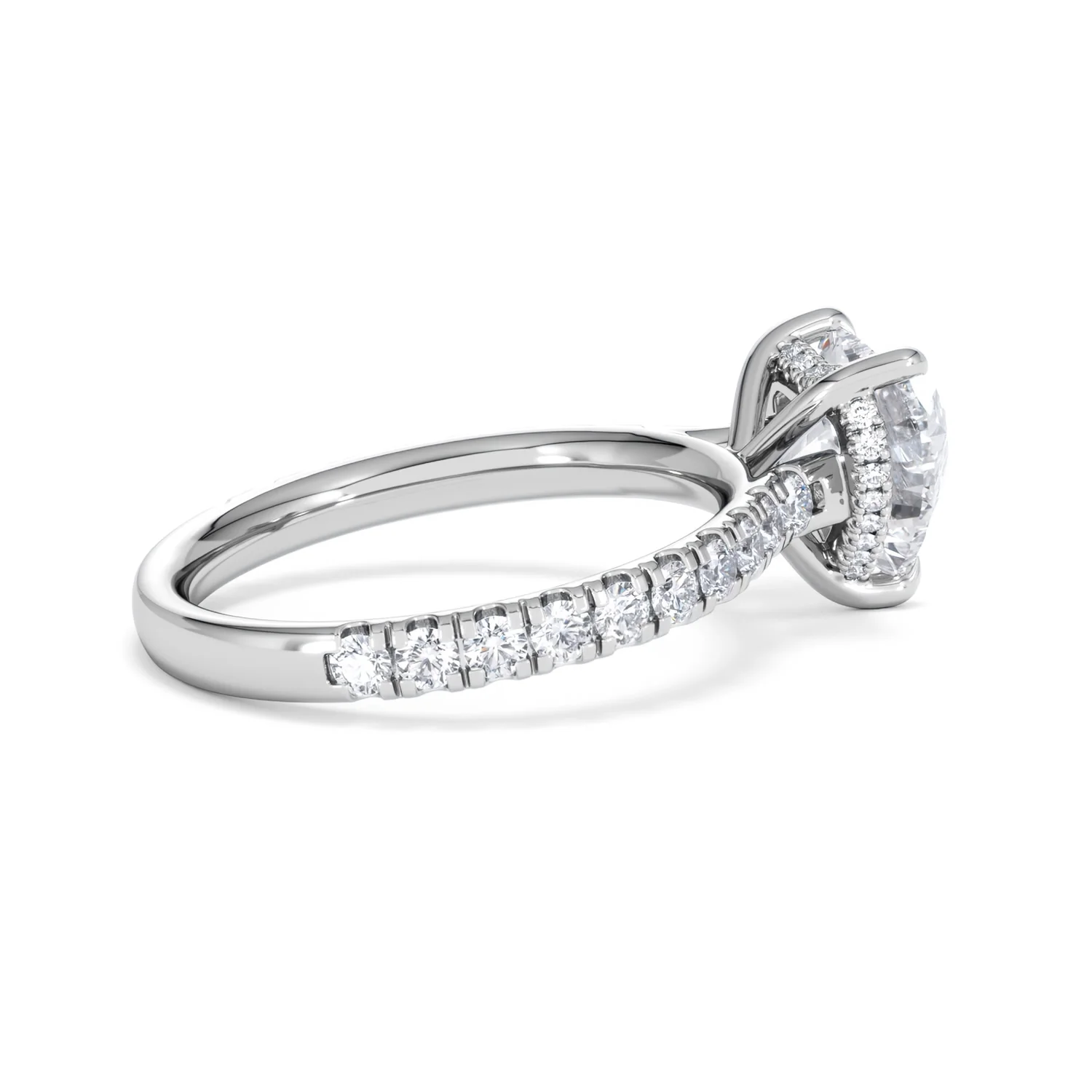 Amora Heart 2.55ct Hidden Halo Lab Diamond Engagement Ring With Side Stones Set in 18K Platinum - Image 32