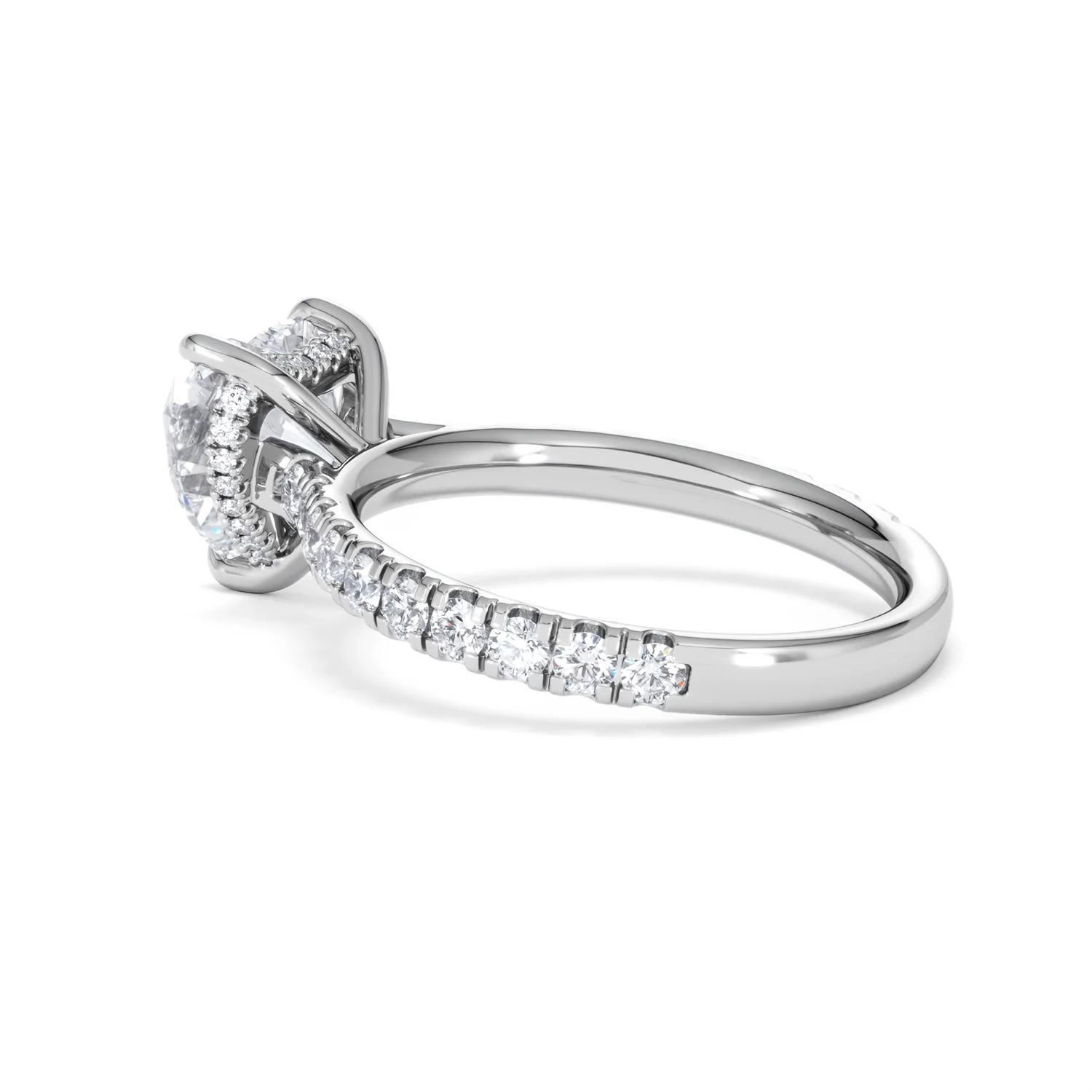 Amora Heart 2.55ct Hidden Halo Lab Diamond Engagement Ring With Side Stones Set in 18K Platinum - Image 61