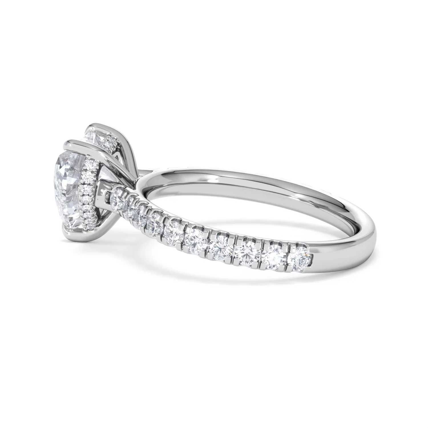 Amora Heart 2.55ct Hidden Halo Lab Diamond Engagement Ring With Side Stones Set in 18K Platinum - Image 65