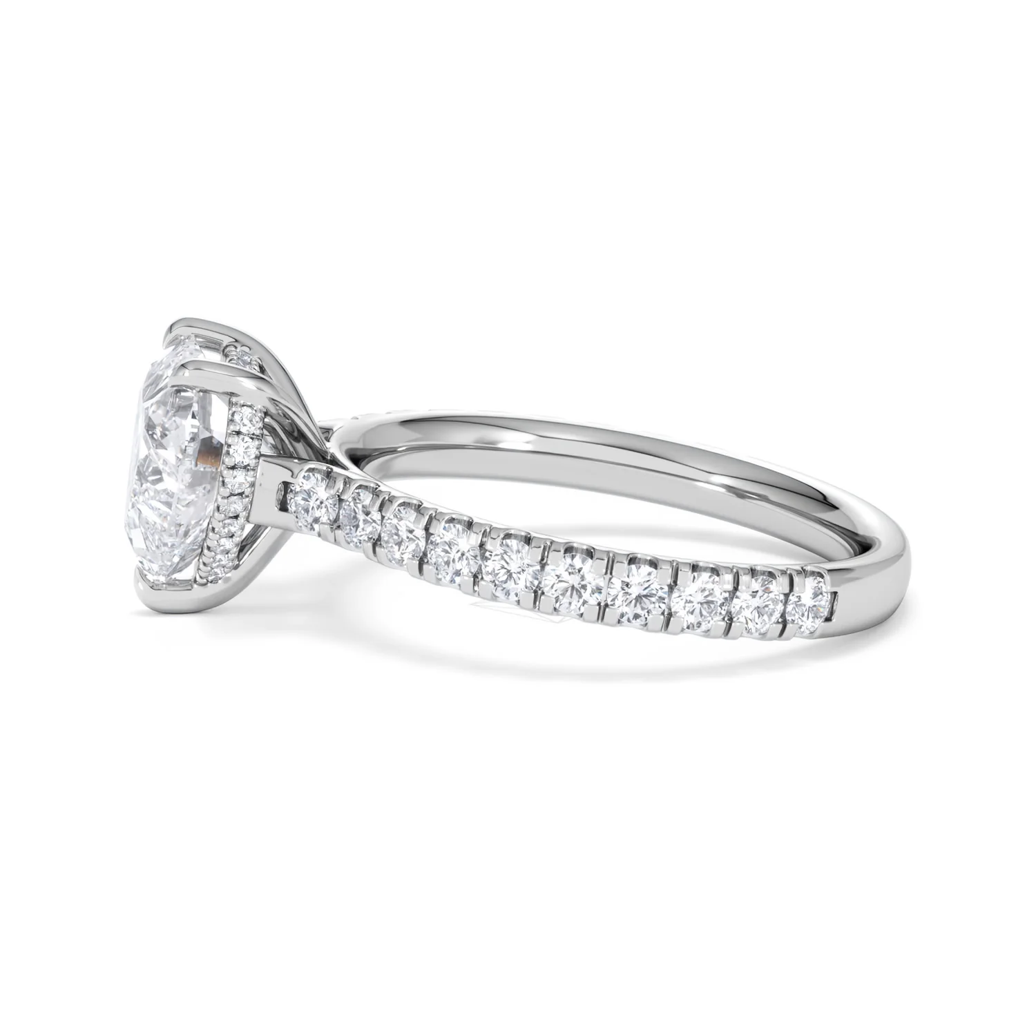 Amora Heart 2.55ct Hidden Halo Lab Diamond Engagement Ring With Side Stones Set in 18K Platinum - Image 69