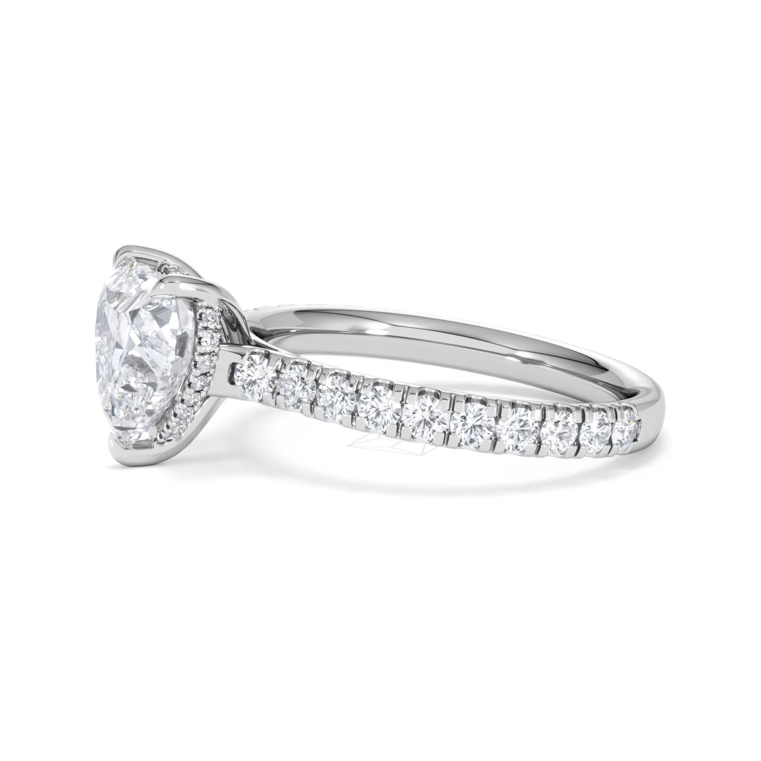Amora Heart 2.55ct Hidden Halo Lab Diamond Engagement Ring With Side Stones Set in 18K Platinum - Image 72