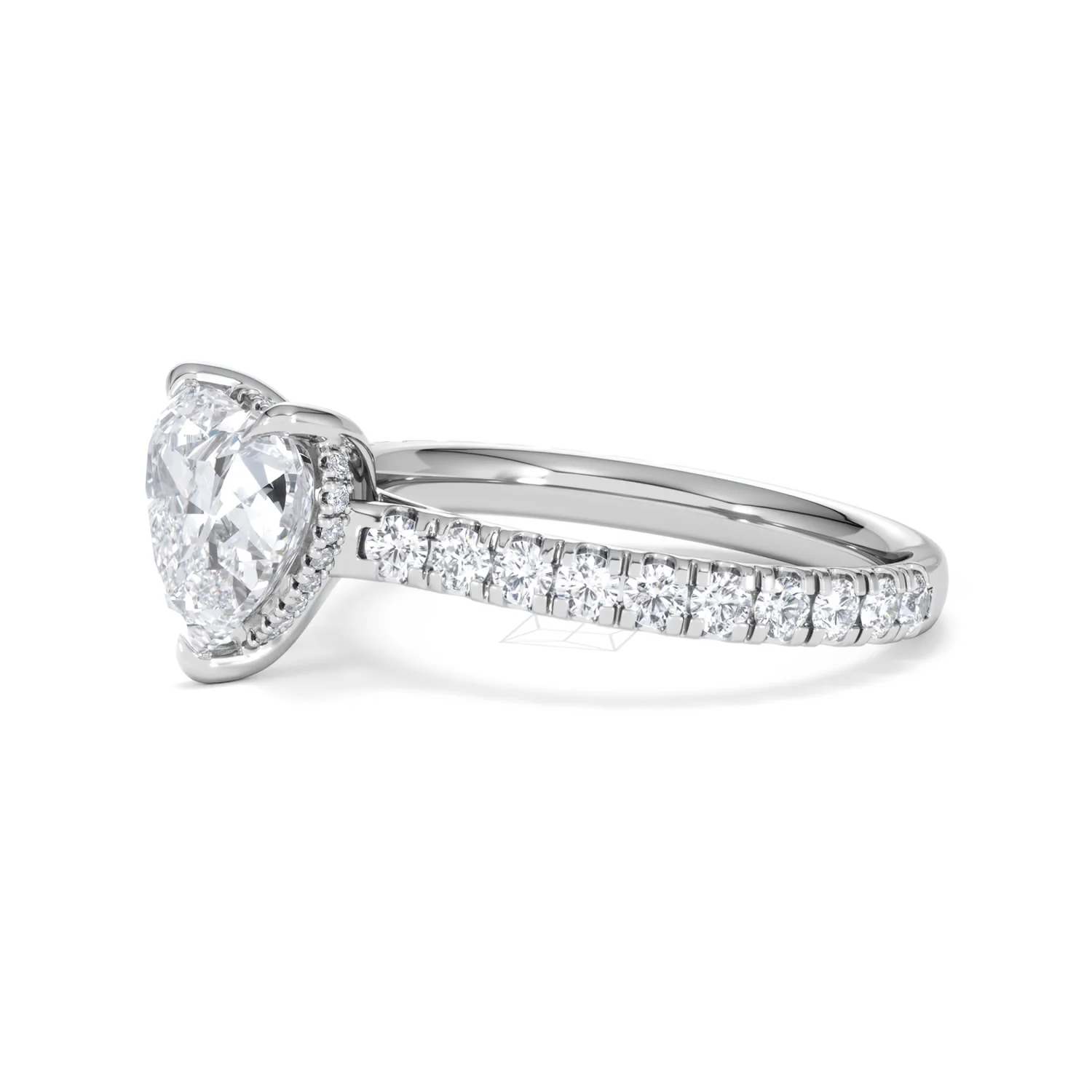 Amora Heart 2.55ct Hidden Halo Lab Diamond Engagement Ring With Side Stones Set in 18K Platinum - Image 74