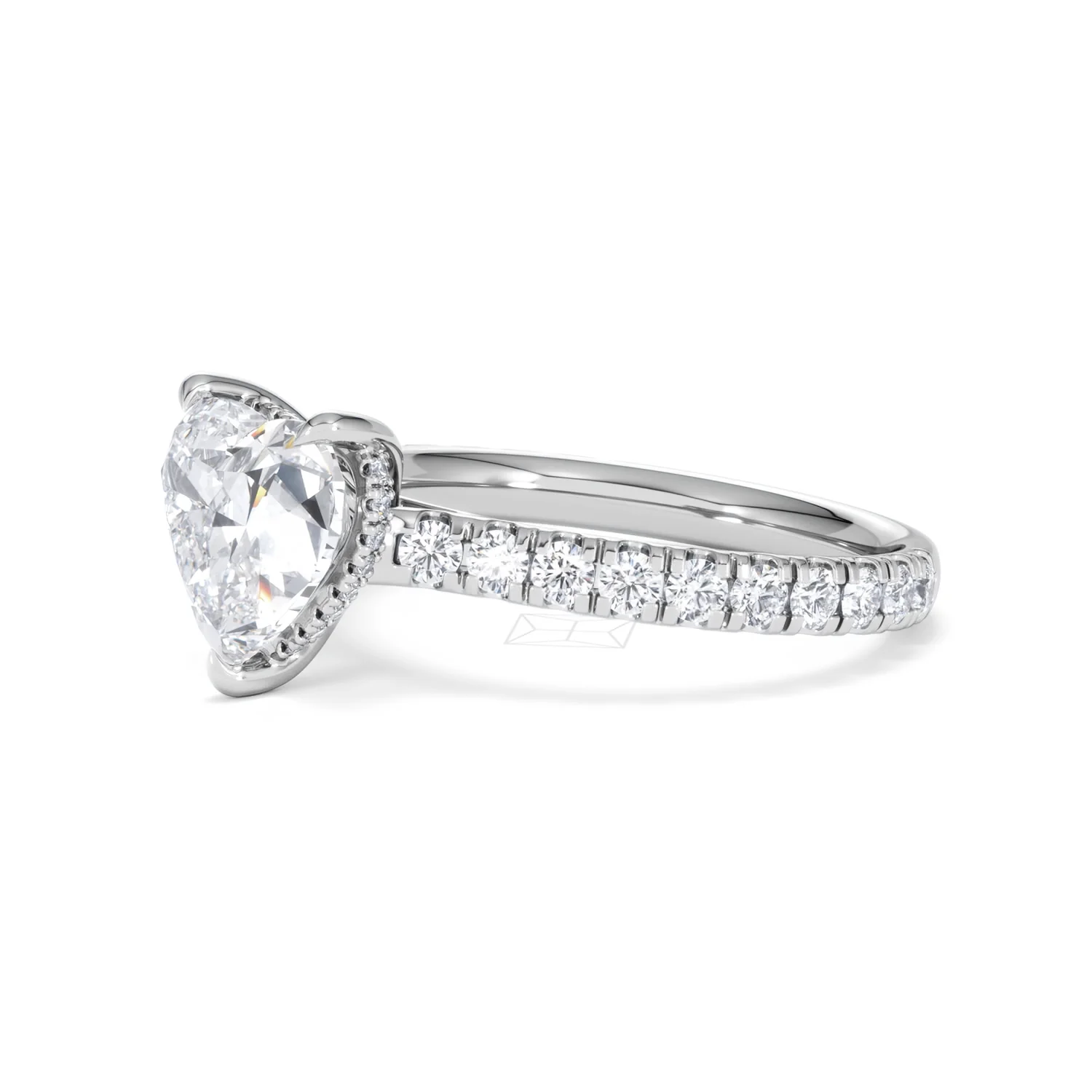 Amora Heart 2.55ct Hidden Halo Lab Diamond Engagement Ring With Side Stones Set in 18K Platinum - Image 76
