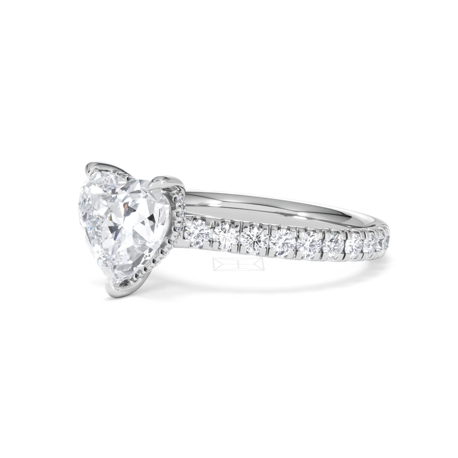Amora Heart 2.55ct Hidden Halo Lab Diamond Engagement Ring With Side Stones Set in 18K Platinum - Image 78
