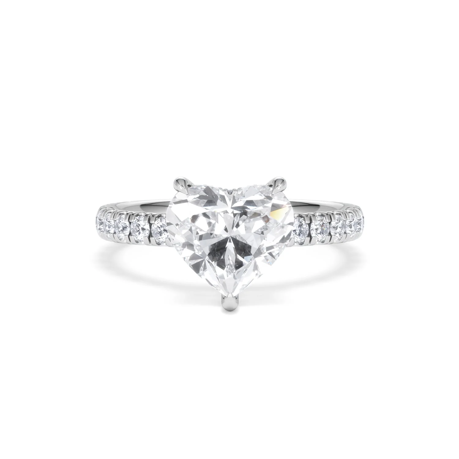Amora Heart 2.55ct Hidden Halo Lab Diamond Engagement Ring With Side Stones Set in 18K Platinum - Image 8