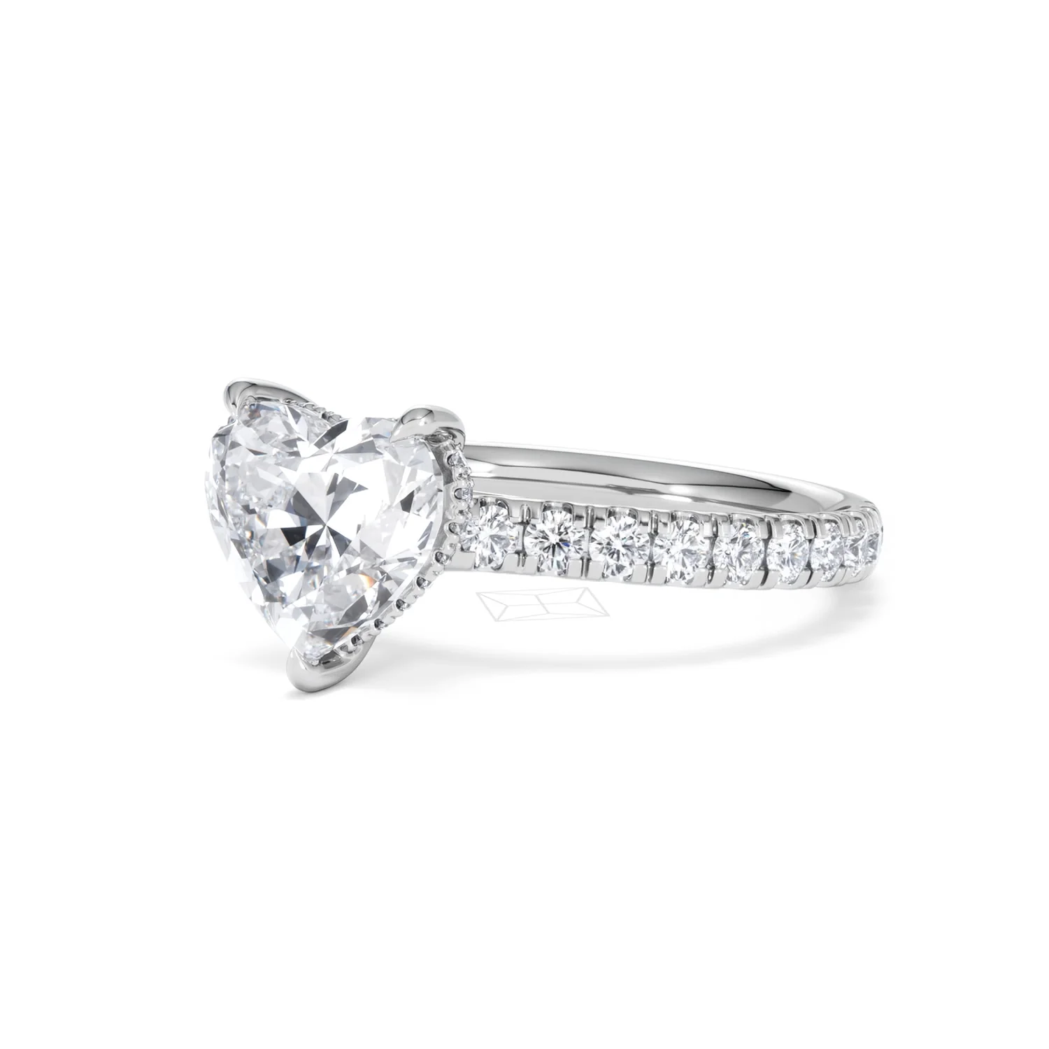 Amora Heart 2.55ct Hidden Halo Lab Diamond Engagement Ring With Side Stones Set in 18K Platinum - Image 80