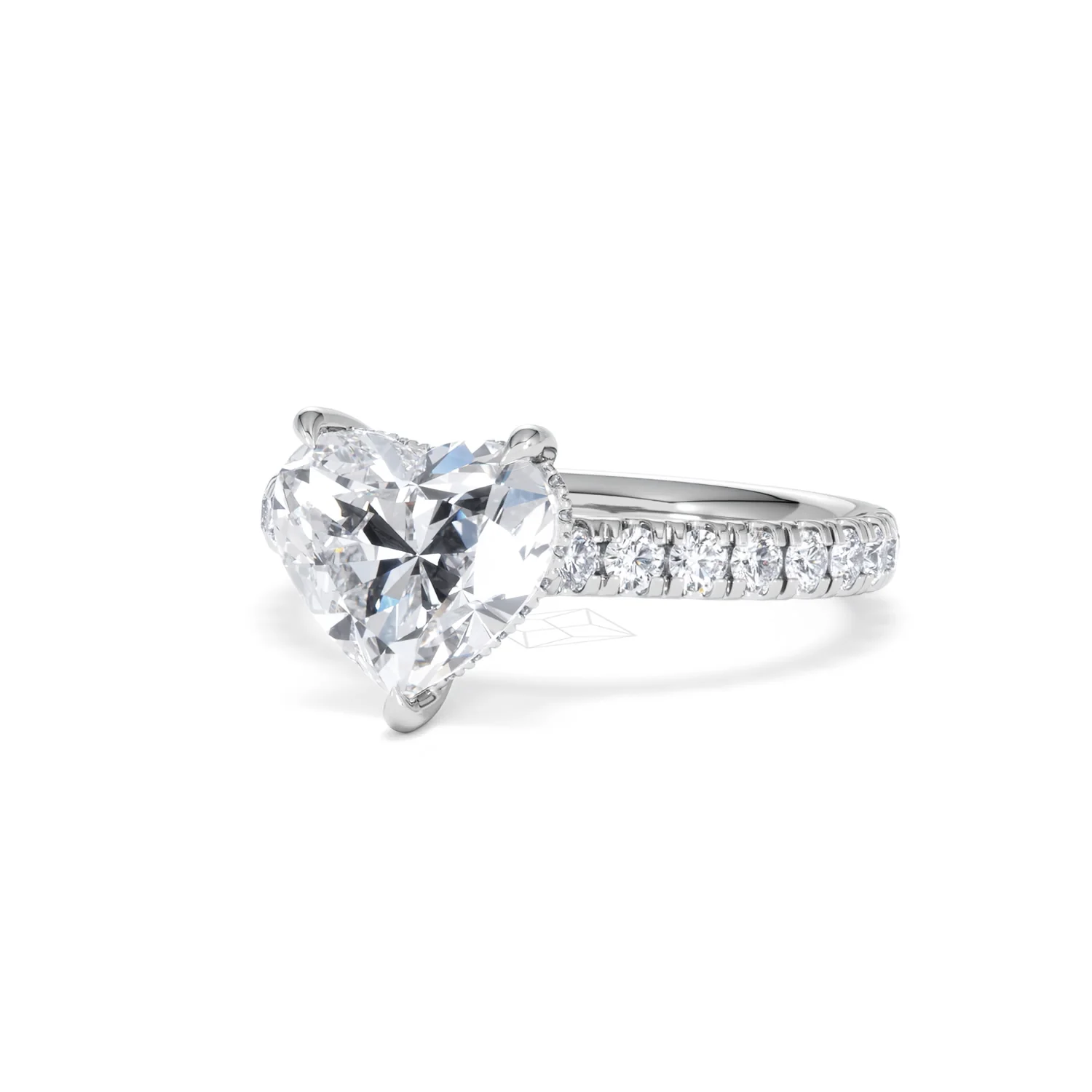 Amora Heart 2.55ct Hidden Halo Lab Diamond Engagement Ring With Side Stones Set in 18K Platinum - Image 83