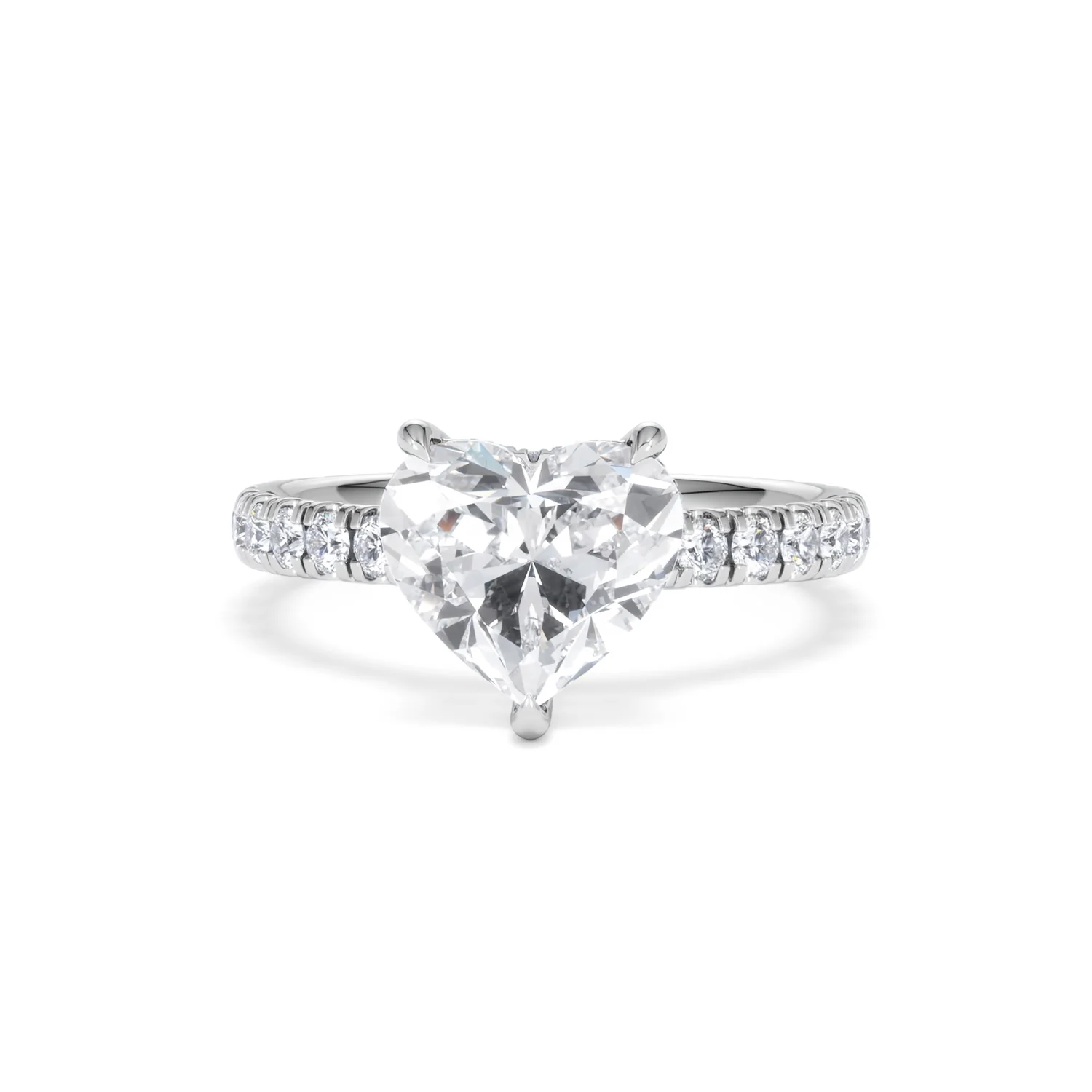 Amora Heart 2.55ct Hidden Halo Lab Diamond Engagement Ring With Side Stones Set in 18K Platinum - Image 87