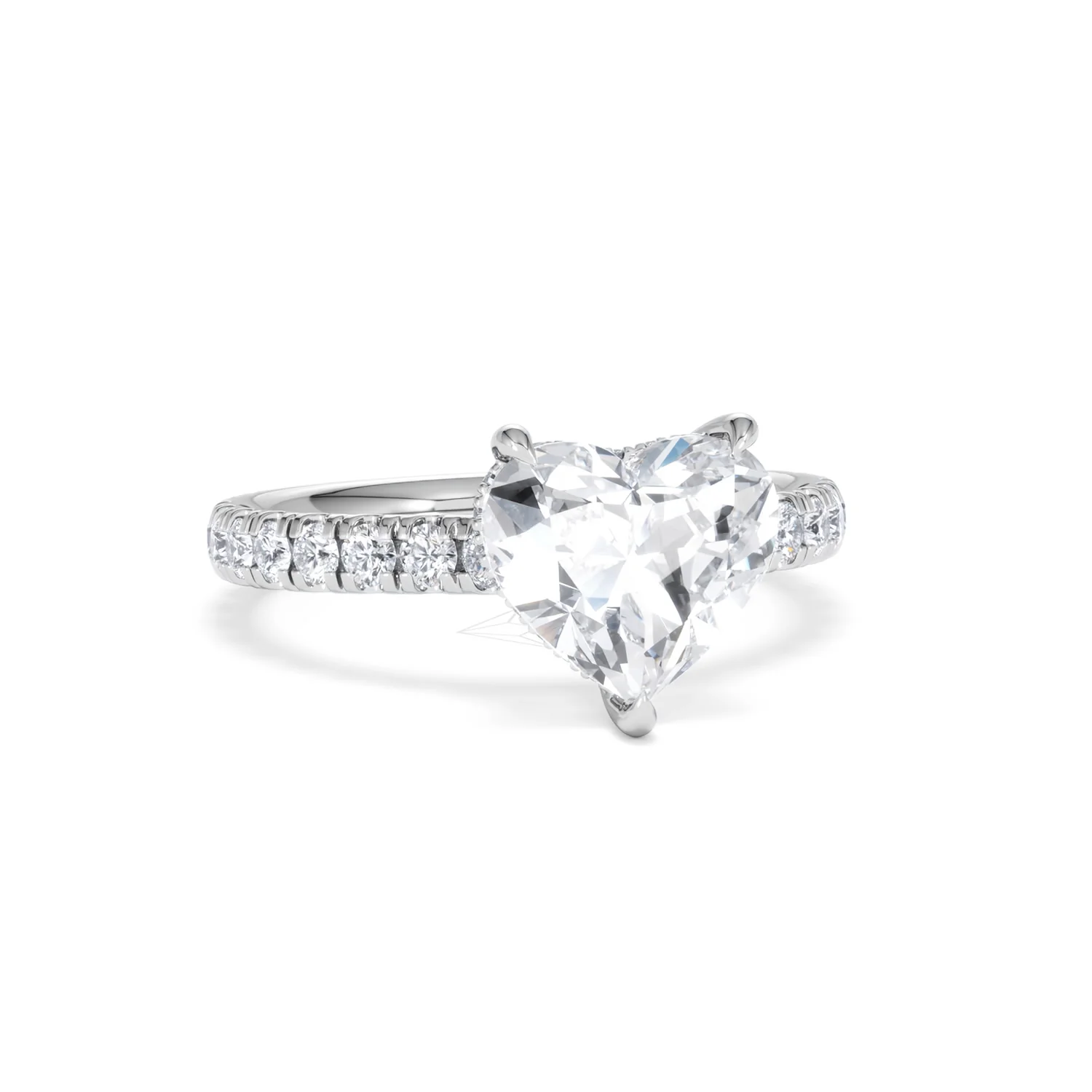 Amora Heart 2.55ct Hidden Halo Lab Diamond Engagement Ring With Side Stones Set in 18K White Gold - Image 11