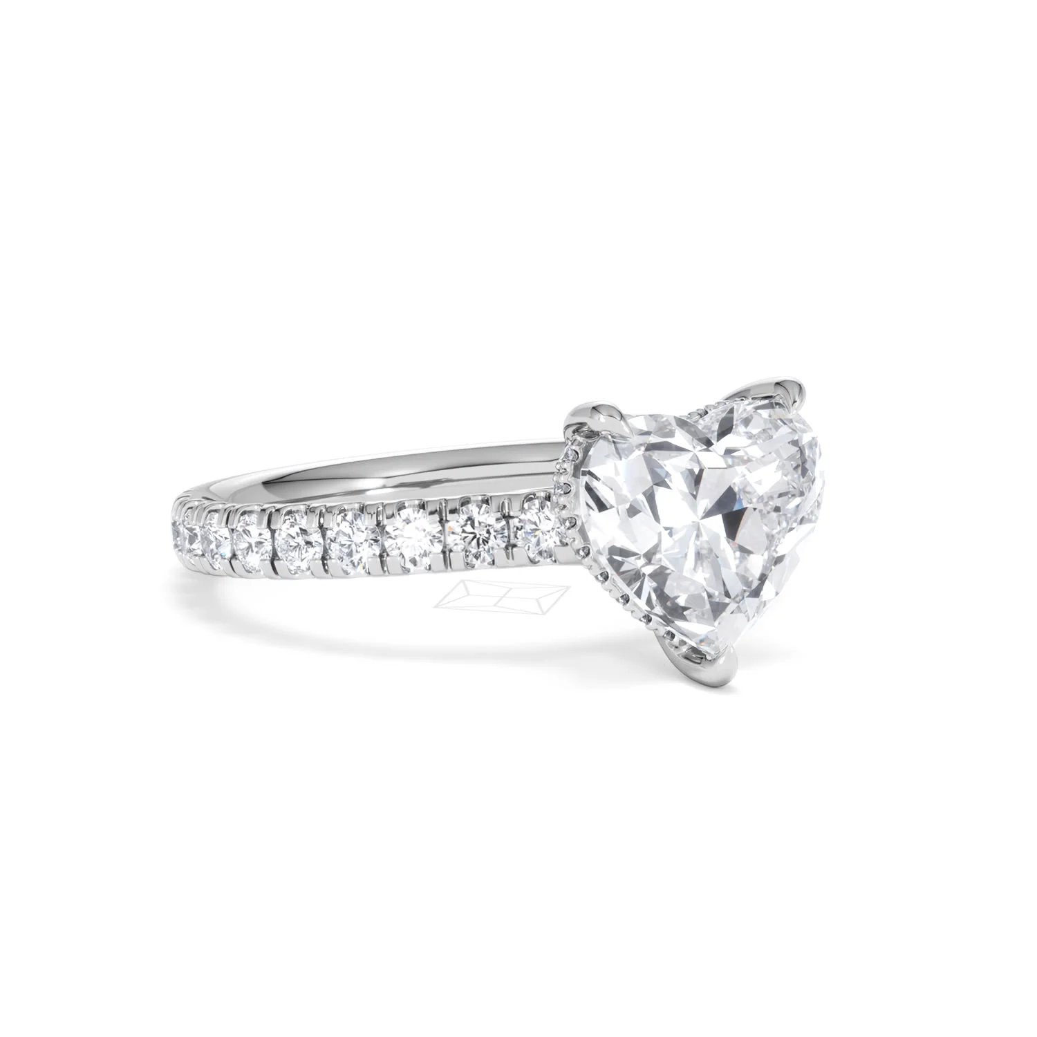 Amora Heart 2.55ct Hidden Halo Lab Diamond Engagement Ring With Side Stones Set in 18K White Gold - Image 15