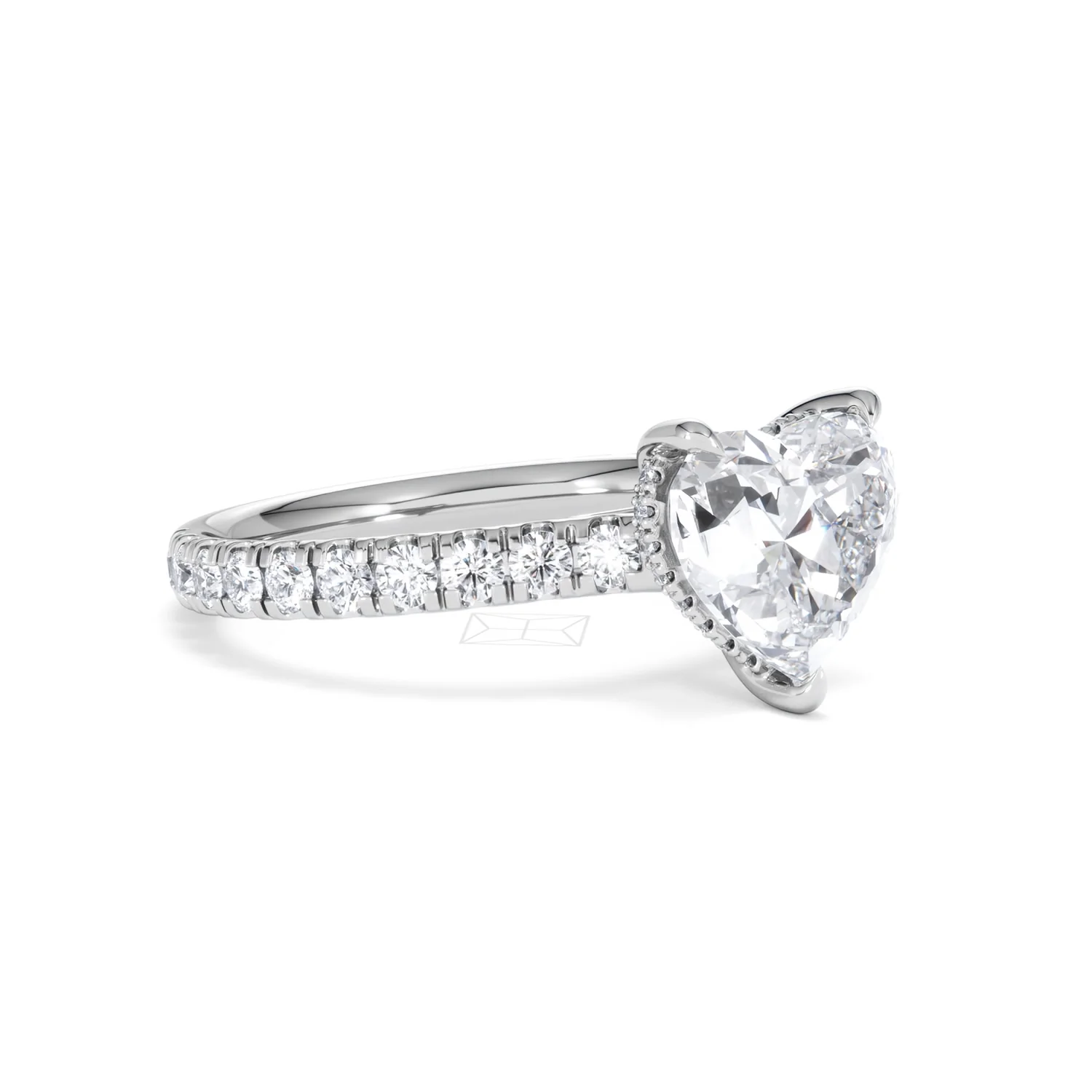 Amora Heart 2.55ct Hidden Halo Lab Diamond Engagement Ring With Side Stones Set in 18K White Gold - Image 17