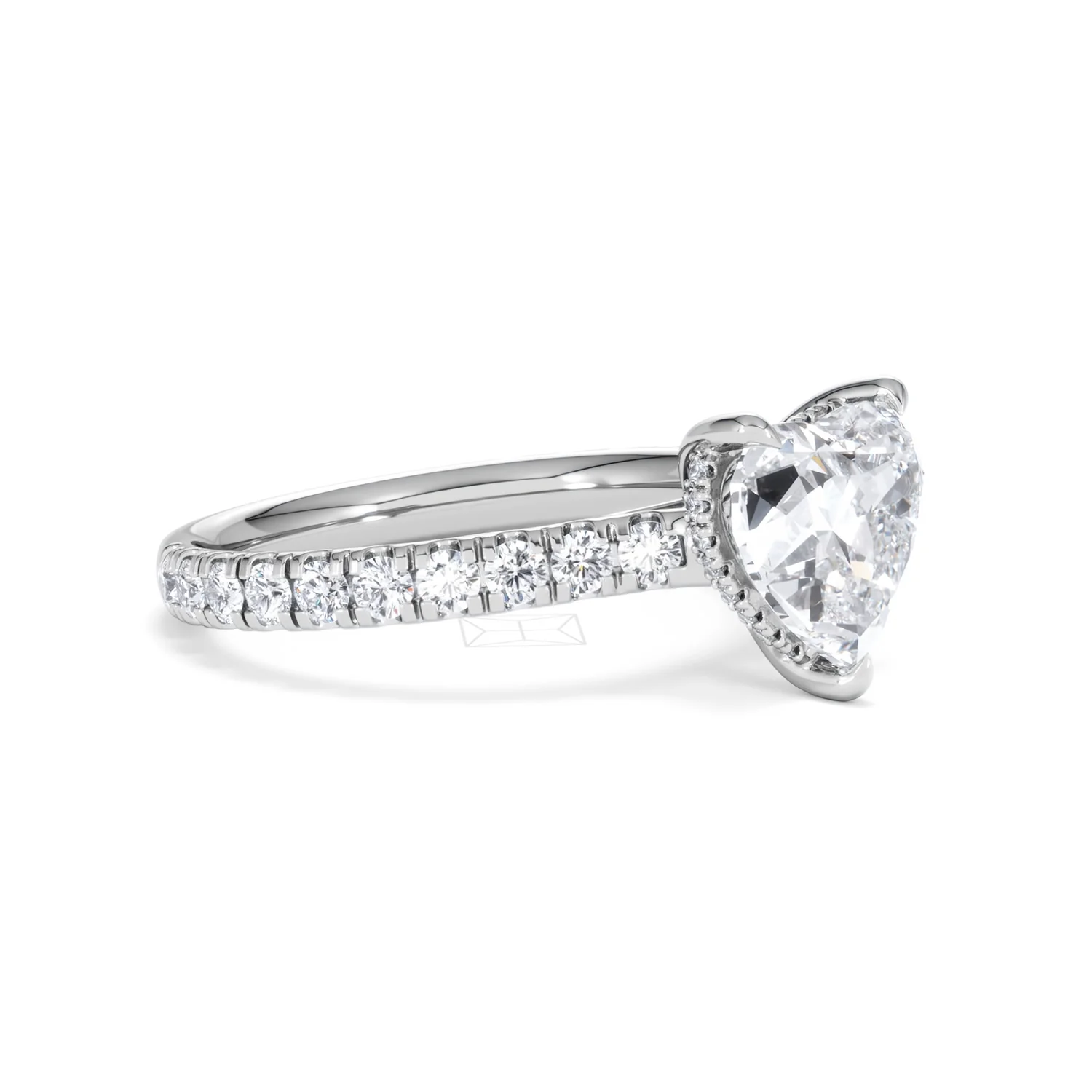 Amora Heart 2.55ct Hidden Halo Lab Diamond Engagement Ring With Side Stones Set in 18K White Gold - Image 19