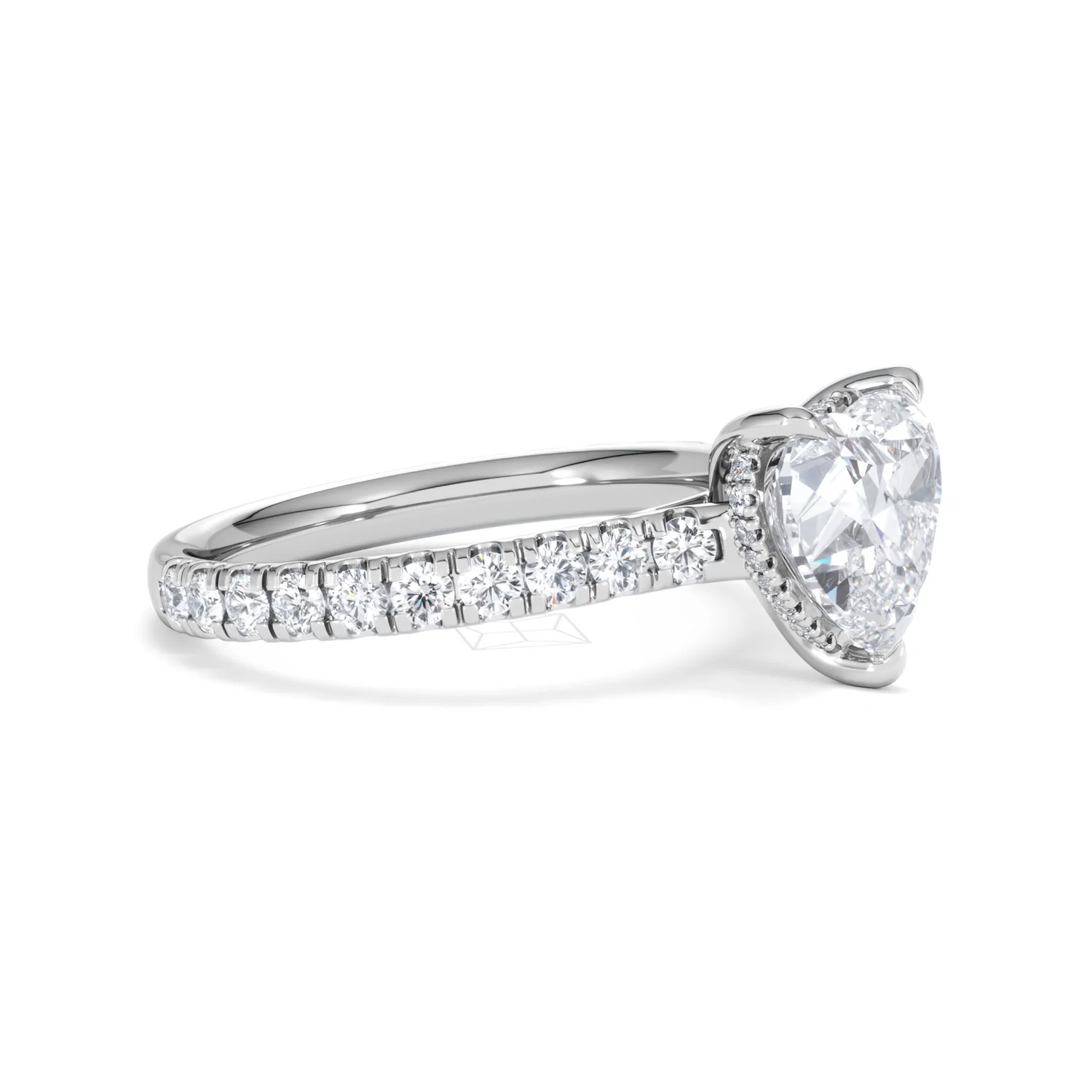 Amora Heart 2.55ct Hidden Halo Lab Diamond Engagement Ring With Side Stones Set in 18K White Gold - Image 21