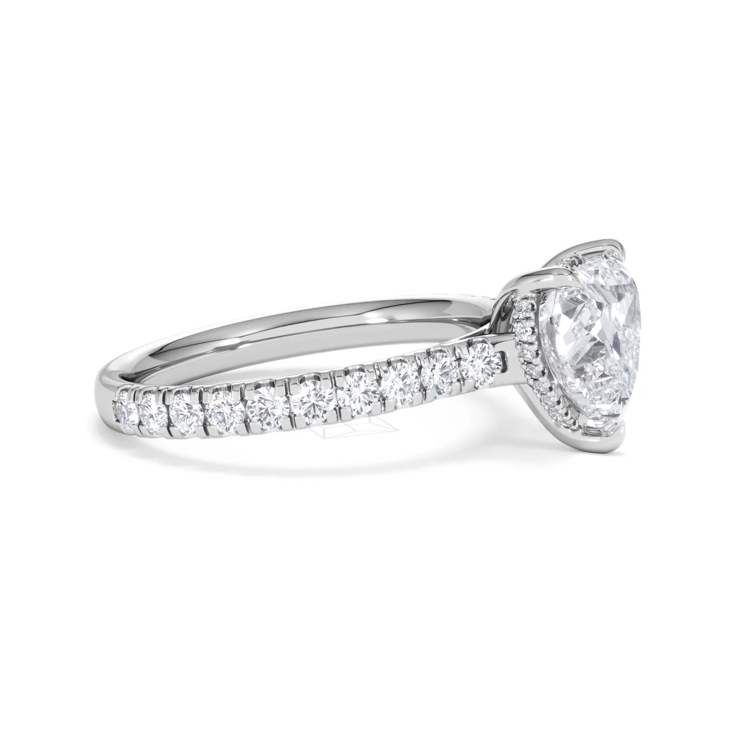 Amora Heart 2.55ct Hidden Halo Lab Diamond Engagement Ring With Side Stones Set in 18K White Gold - Image 23