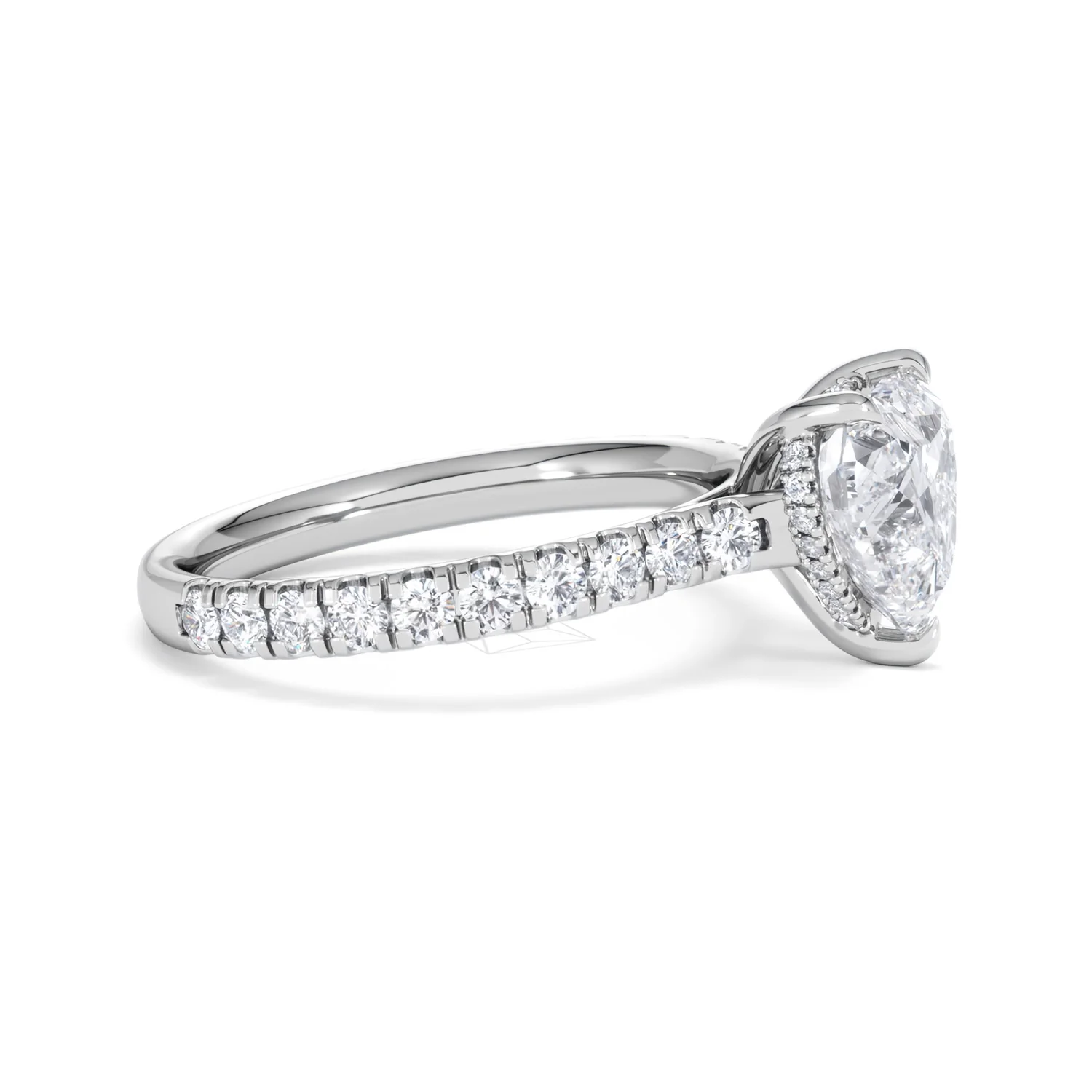 Amora Heart 2.55ct Hidden Halo Lab Diamond Engagement Ring With Side Stones Set in 18K White Gold - Image 24