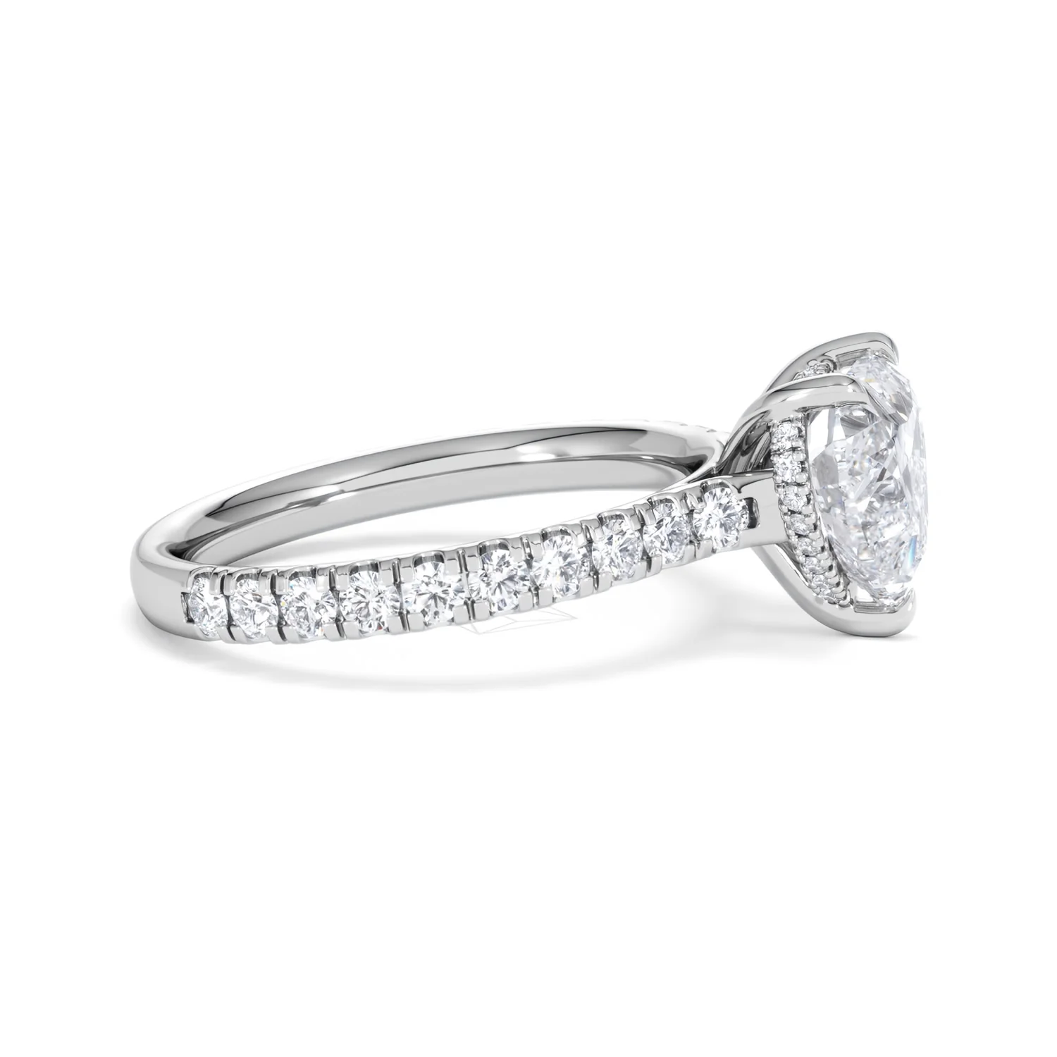 Amora Heart 2.55ct Hidden Halo Lab Diamond Engagement Ring With Side Stones Set in 18K White Gold - Image 25