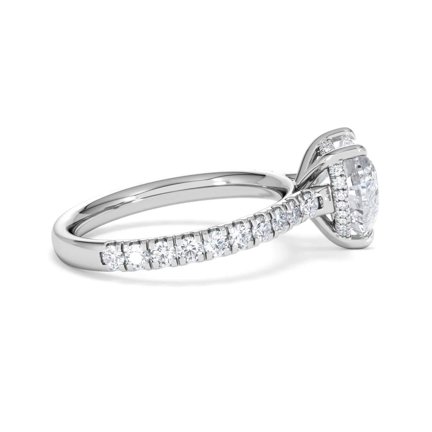 Amora Heart 2.55ct Hidden Halo Lab Diamond Engagement Ring With Side Stones Set in 18K White Gold - Image 29