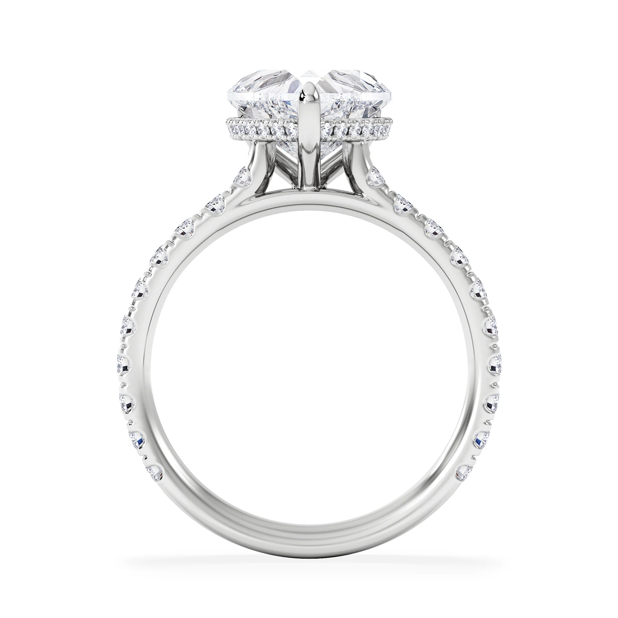 Amora Heart 2.55ct Hidden Halo Lab Diamond Engagement Ring With Side Stones Set in 18K White Gold - Image 3