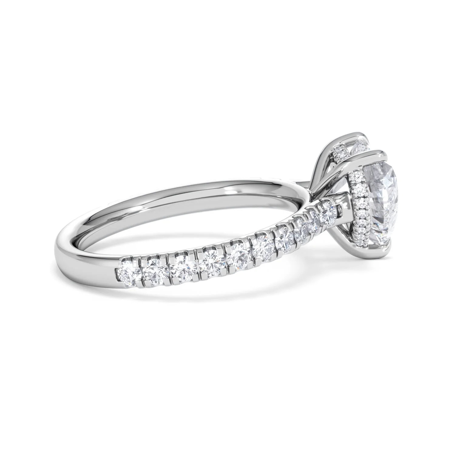 Amora Heart 2.55ct Hidden Halo Lab Diamond Engagement Ring With Side Stones Set in 18K White Gold - Image 30