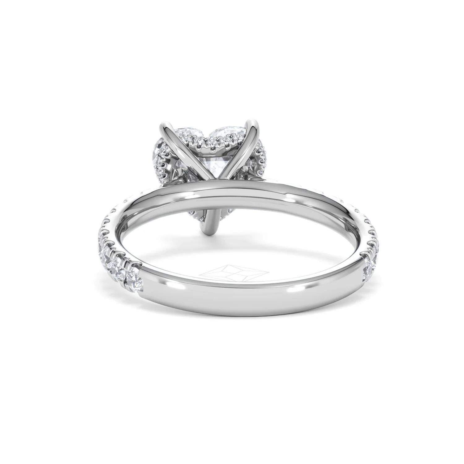 Amora Heart 2.55ct Hidden Halo Lab Diamond Engagement Ring With Side Stones Set in 18K White Gold - Image 50