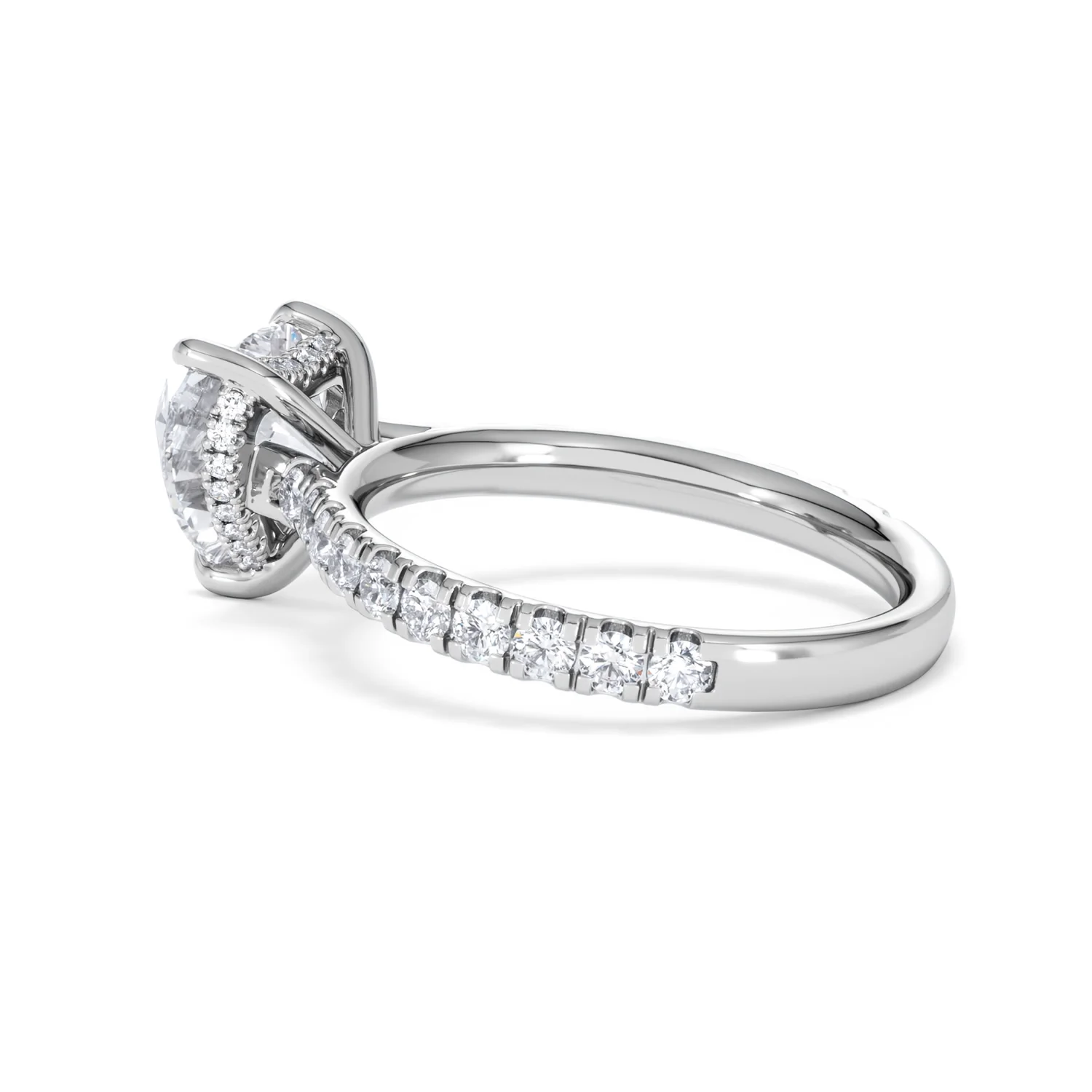 Amora Heart 2.55ct Hidden Halo Lab Diamond Engagement Ring With Side Stones Set in 18K White Gold - Image 62