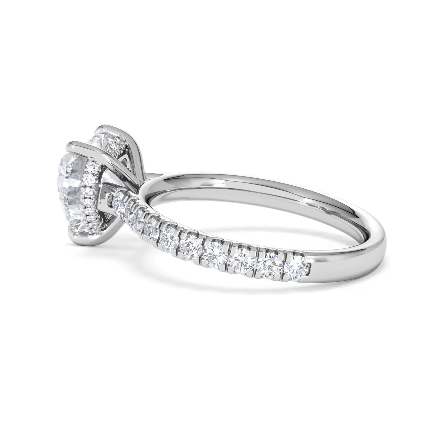 Amora Heart 2.55ct Hidden Halo Lab Diamond Engagement Ring With Side Stones Set in 18K White Gold - Image 64
