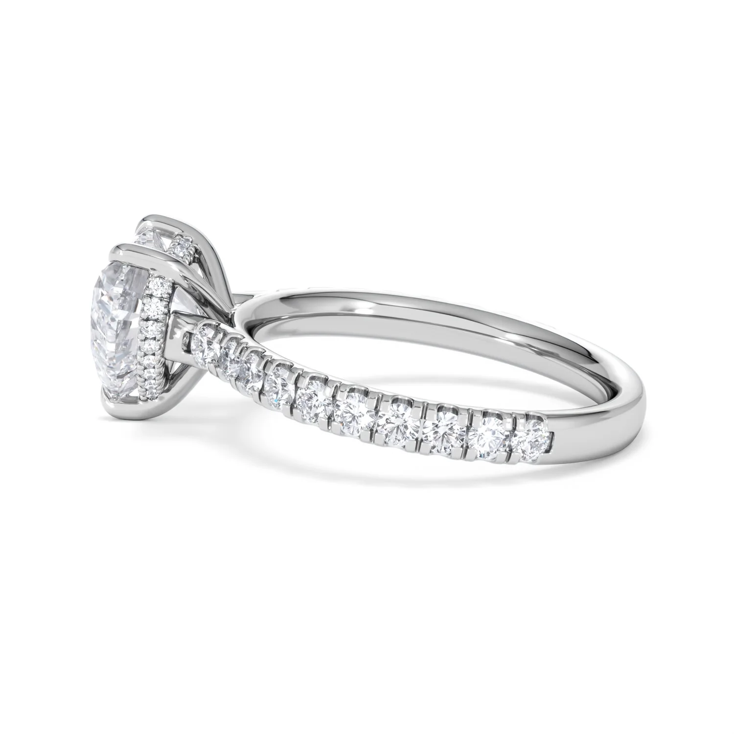 Amora Heart 2.55ct Hidden Halo Lab Diamond Engagement Ring With Side Stones Set in 18K White Gold - Image 66