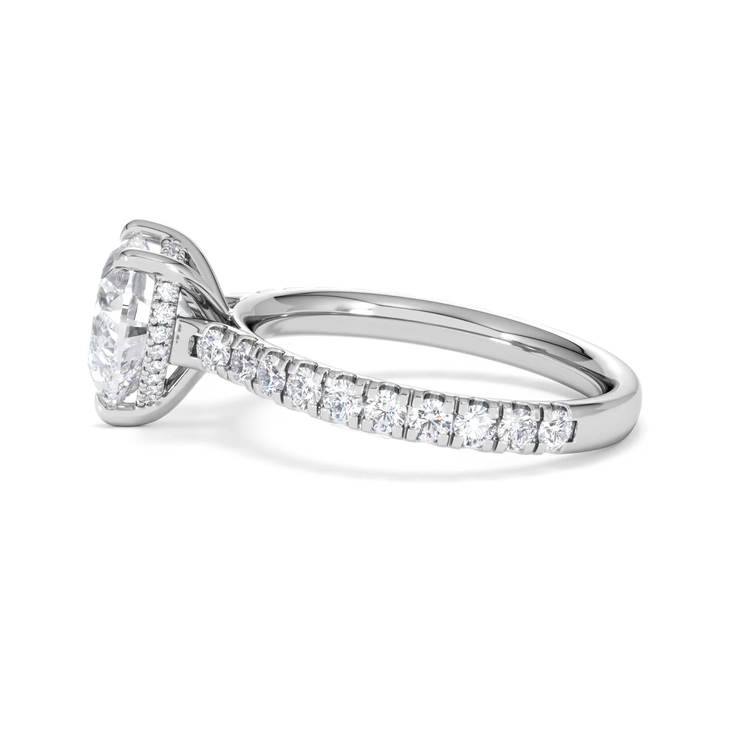 Amora Heart 2.55ct Hidden Halo Lab Diamond Engagement Ring With Side Stones Set in 18K White Gold - Image 68