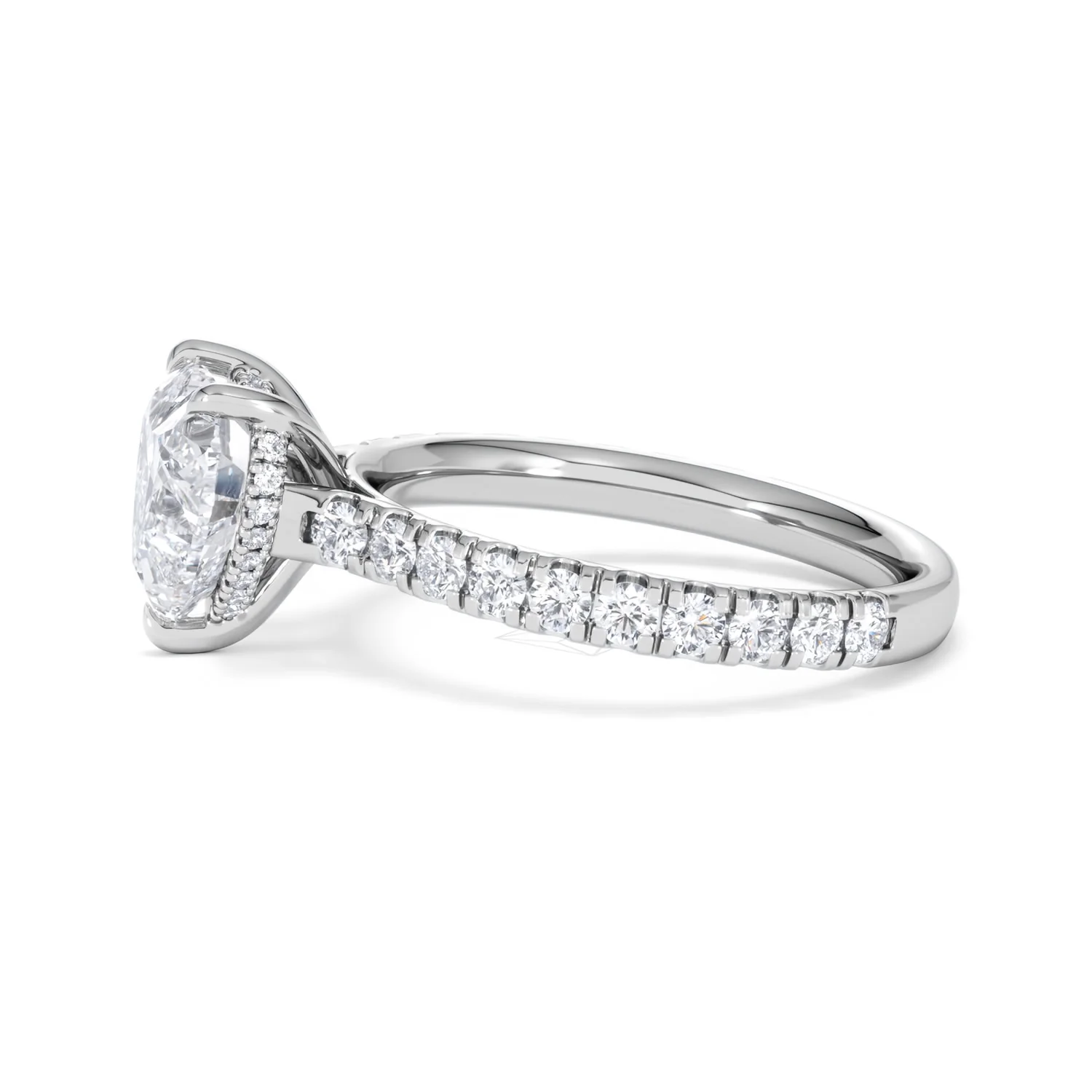 Amora Heart 2.55ct Hidden Halo Lab Diamond Engagement Ring With Side Stones Set in 18K White Gold - Image 70