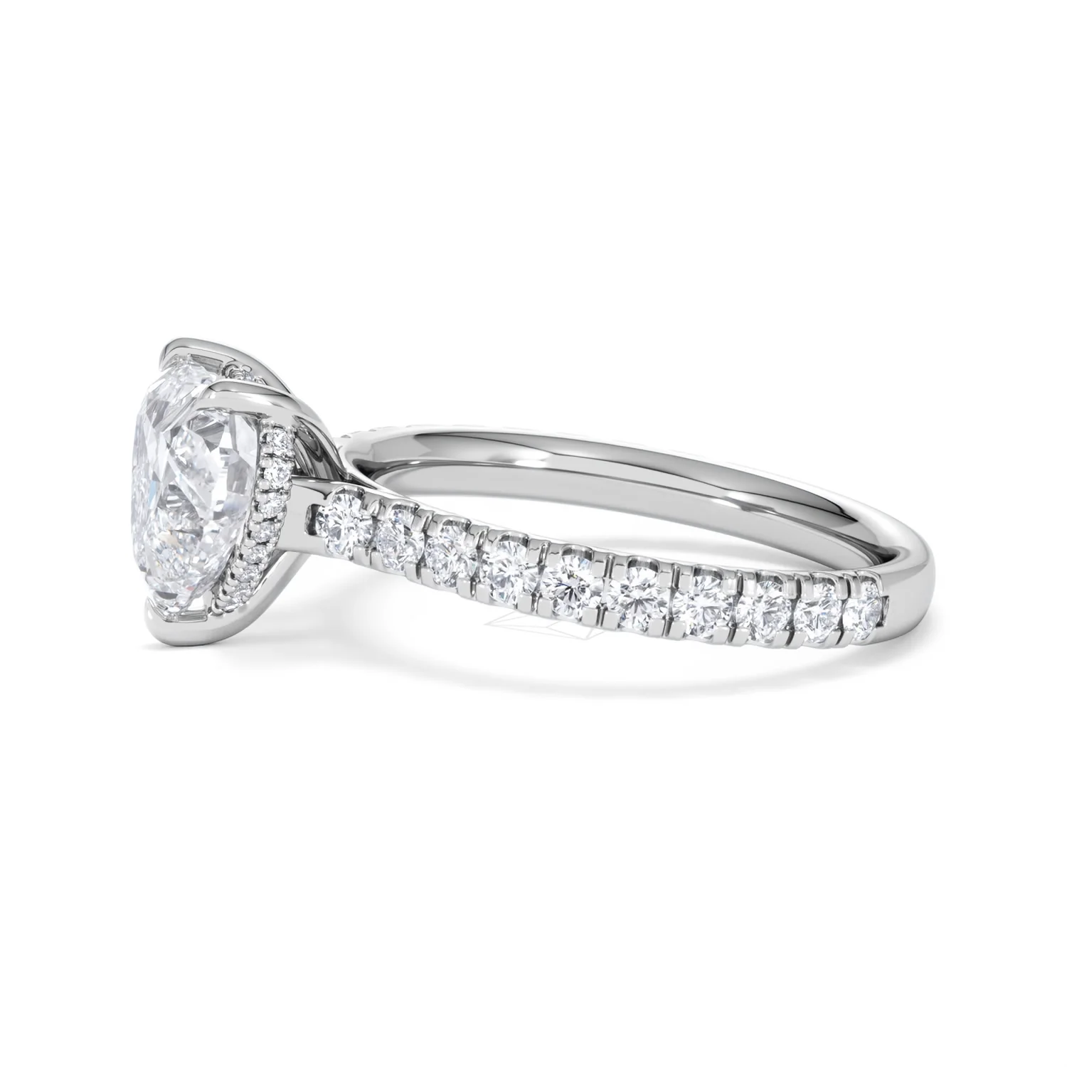 Amora Heart 2.55ct Hidden Halo Lab Diamond Engagement Ring With Side Stones Set in 18K White Gold - Image 71