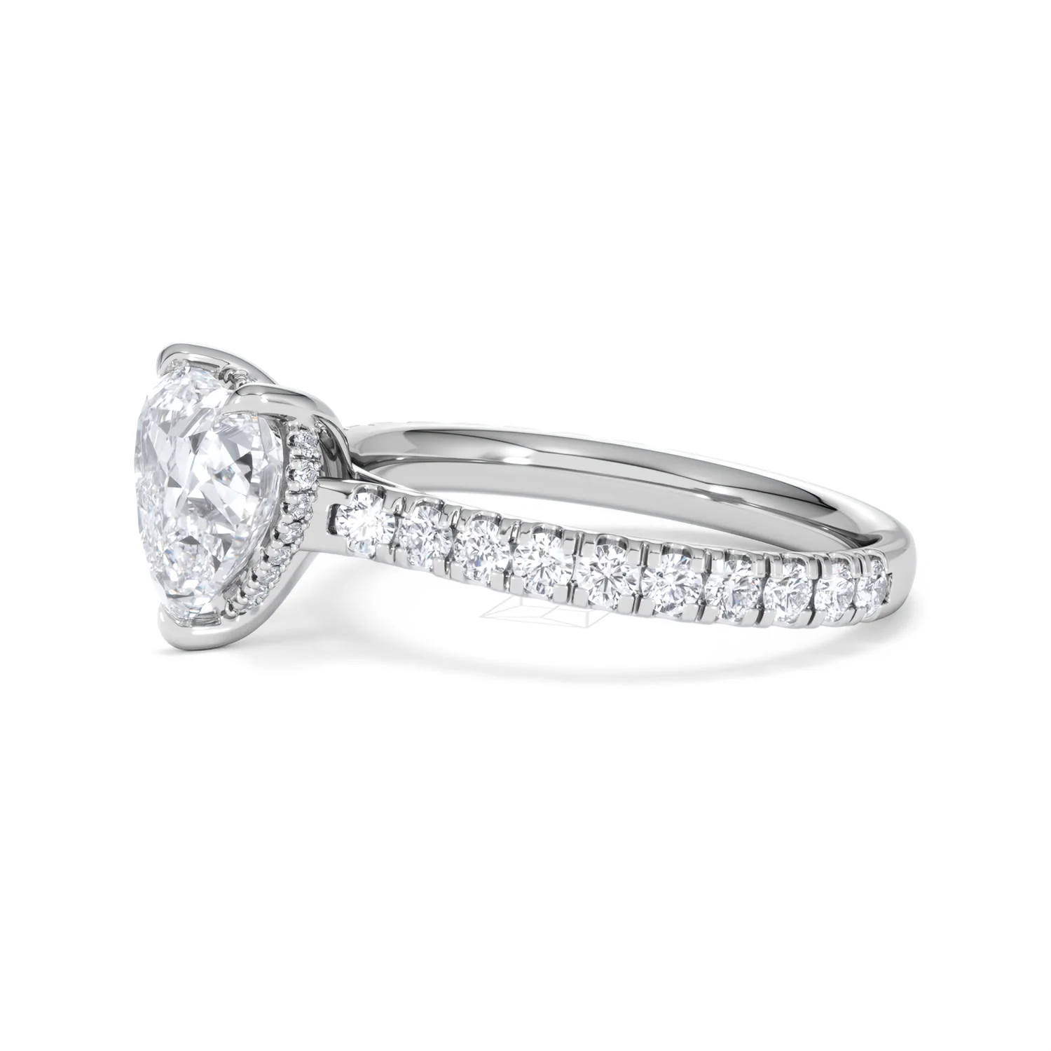 Amora Heart 2.55ct Hidden Halo Lab Diamond Engagement Ring With Side Stones Set in 18K White Gold - Image 73