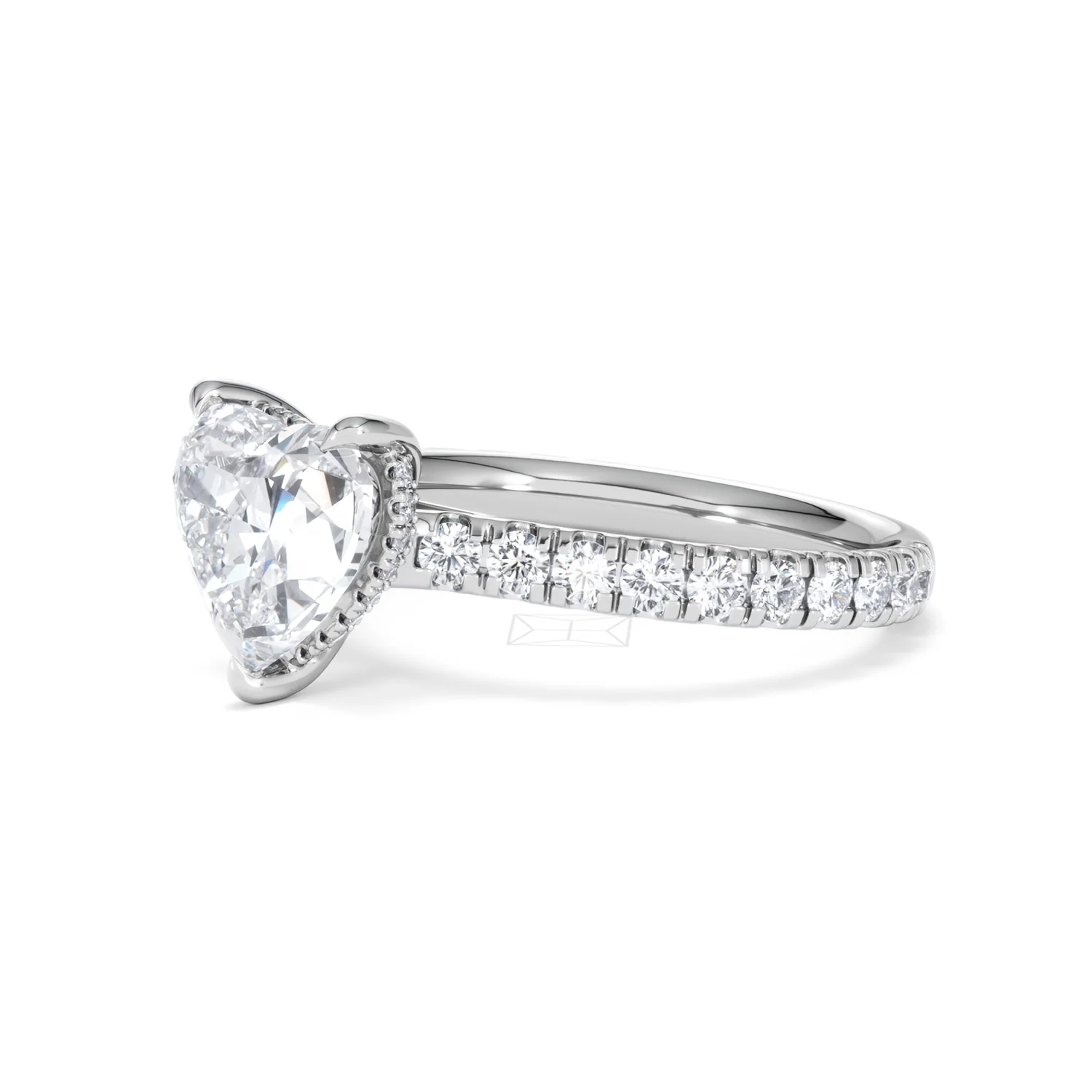 Amora Heart 2.55ct Hidden Halo Lab Diamond Engagement Ring With Side Stones Set in 18K White Gold - Image 77
