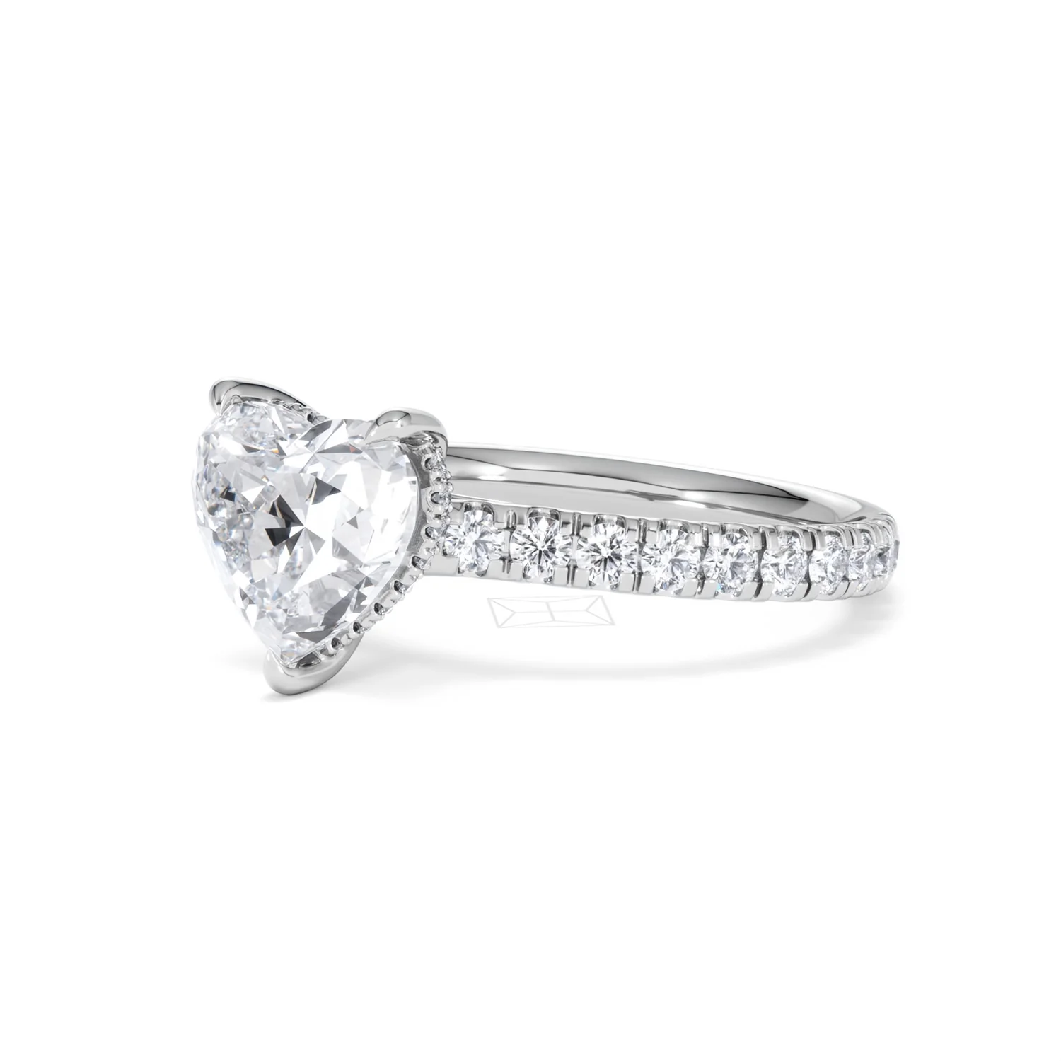 Amora Heart 2.55ct Hidden Halo Lab Diamond Engagement Ring With Side Stones Set in 18K White Gold - Image 79
