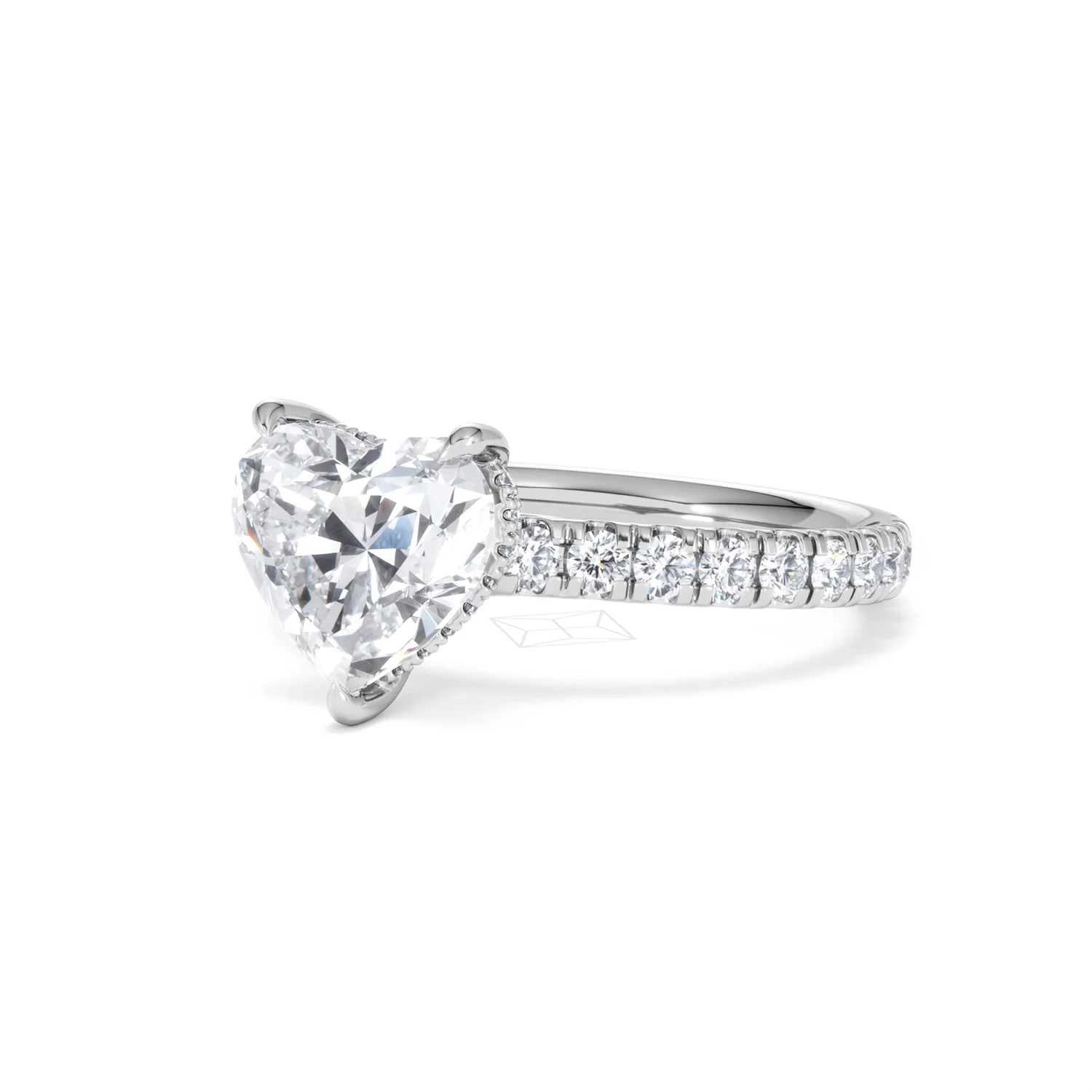 Amora Heart 2.55ct Hidden Halo Lab Diamond Engagement Ring With Side Stones Set in 18K White Gold - Image 81