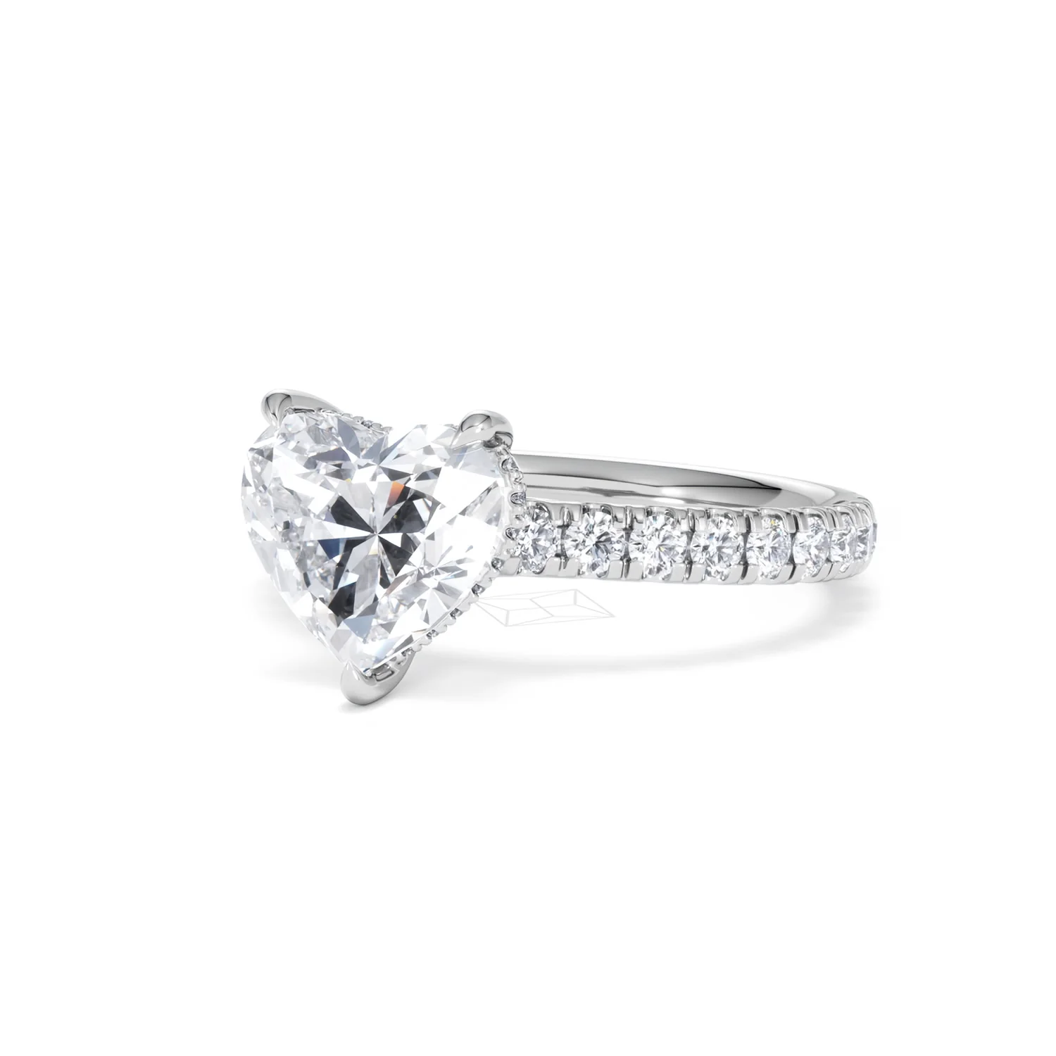 Amora Heart 2.55ct Hidden Halo Lab Diamond Engagement Ring With Side Stones Set in 18K White Gold - Image 82