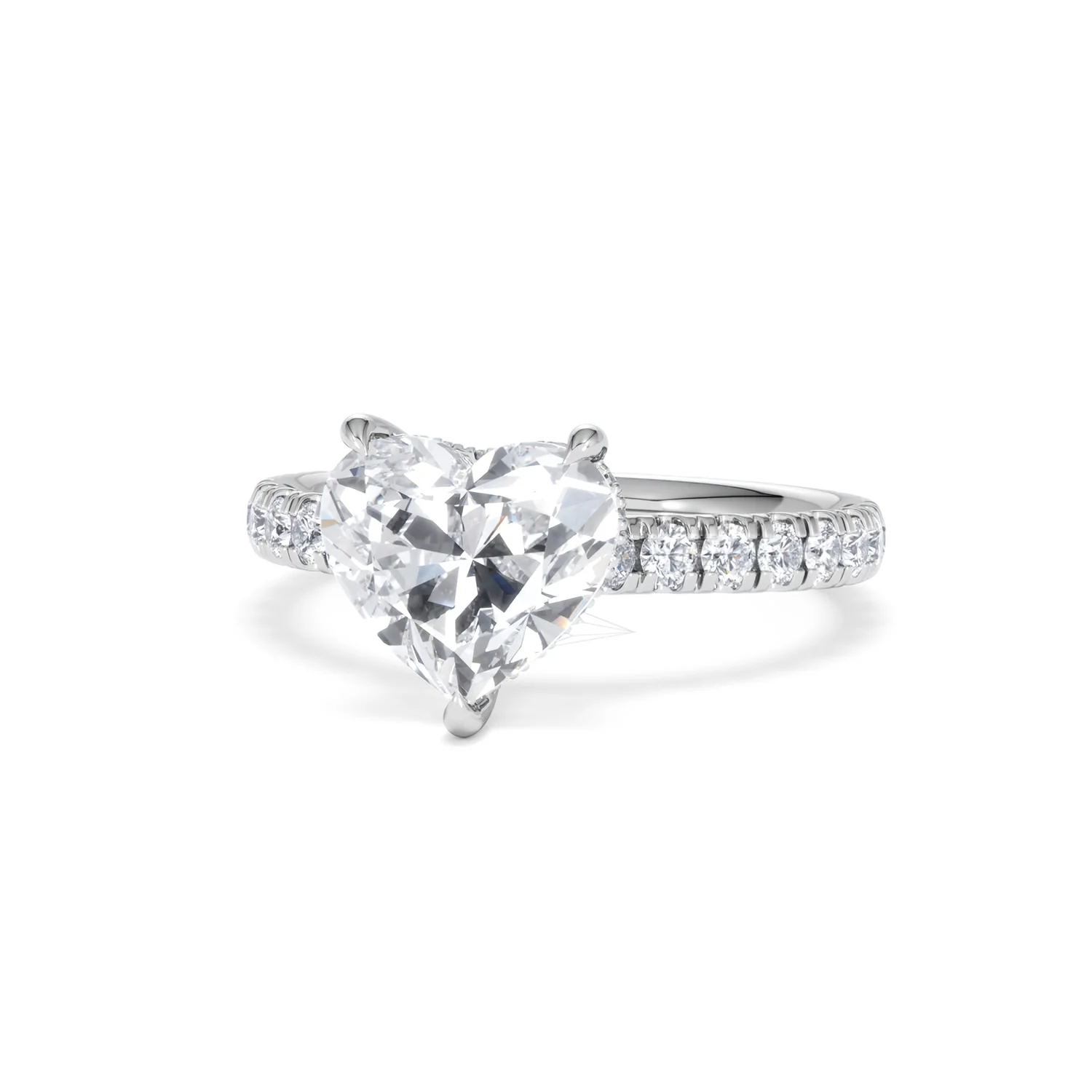 Amora Heart 2.55ct Hidden Halo Lab Diamond Engagement Ring With Side Stones Set in 18K White Gold - Image 85