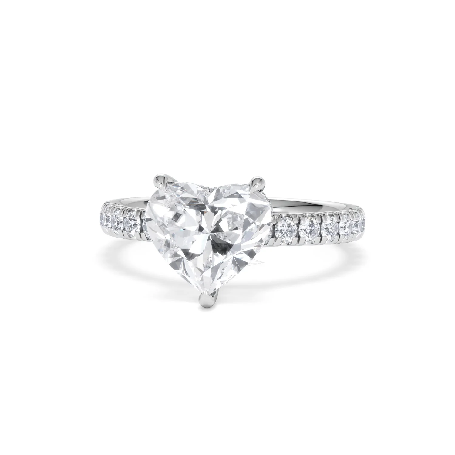 Amora Heart 2.55ct Hidden Halo Lab Diamond Engagement Ring With Side Stones Set in 18K White Gold - Image 86