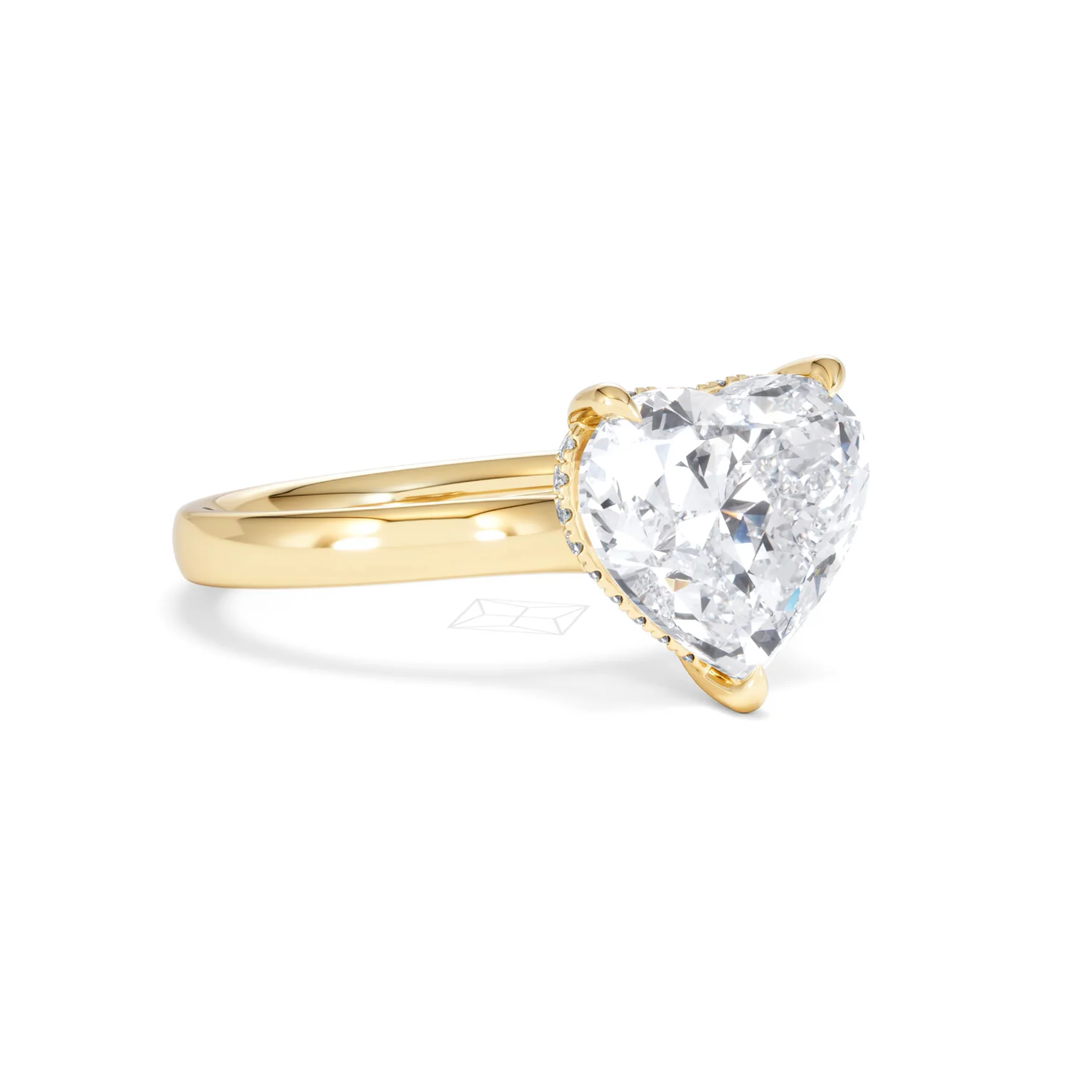 Amora Heart 3.11ct Hidden Halo Lab Diamond Engagement Ring G/VS Set in 18K Gold - Image 15