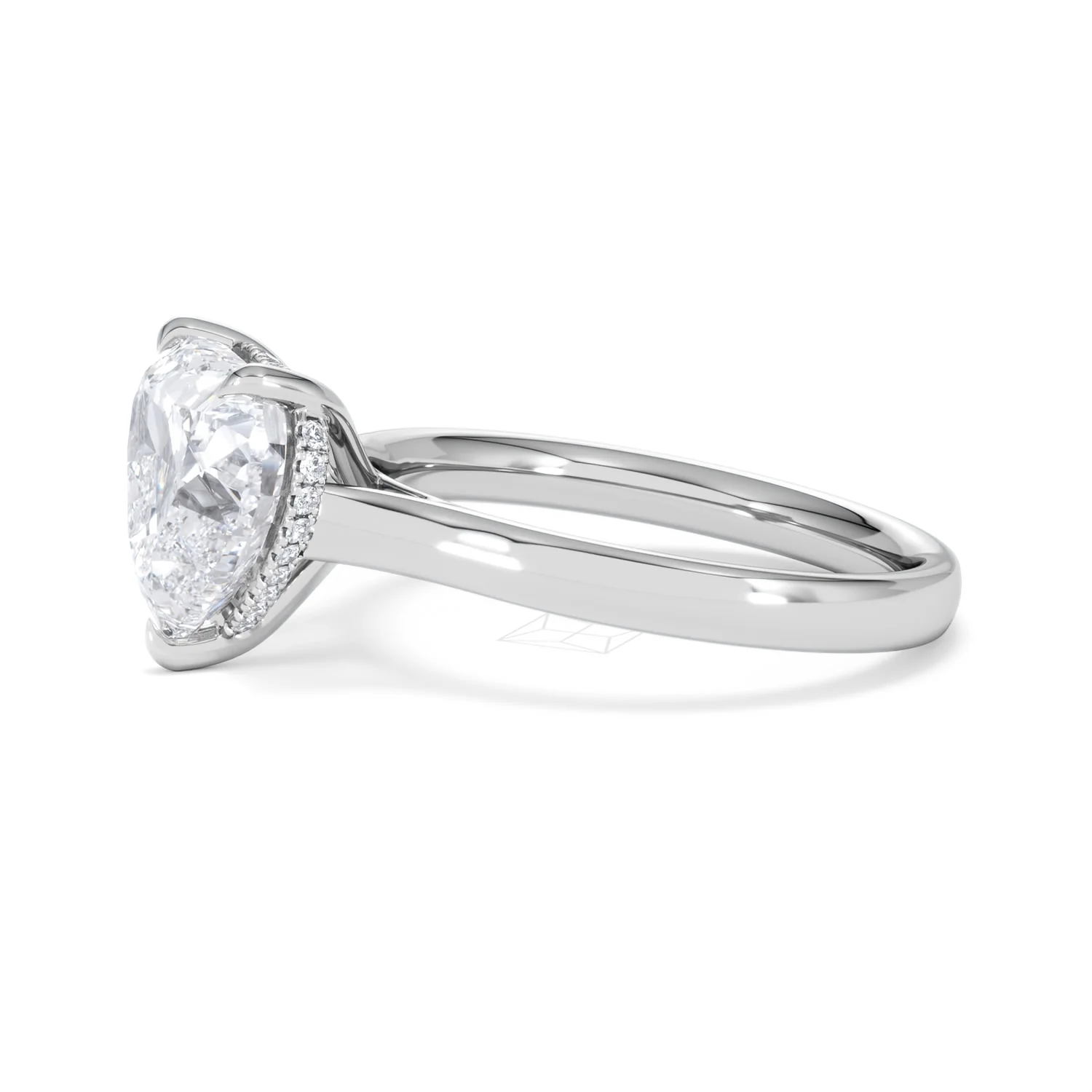 Amora Heart 3.11ct Hidden Halo Lab Diamond Engagement Ring G/VS Set in 18K White Gold - Image 72