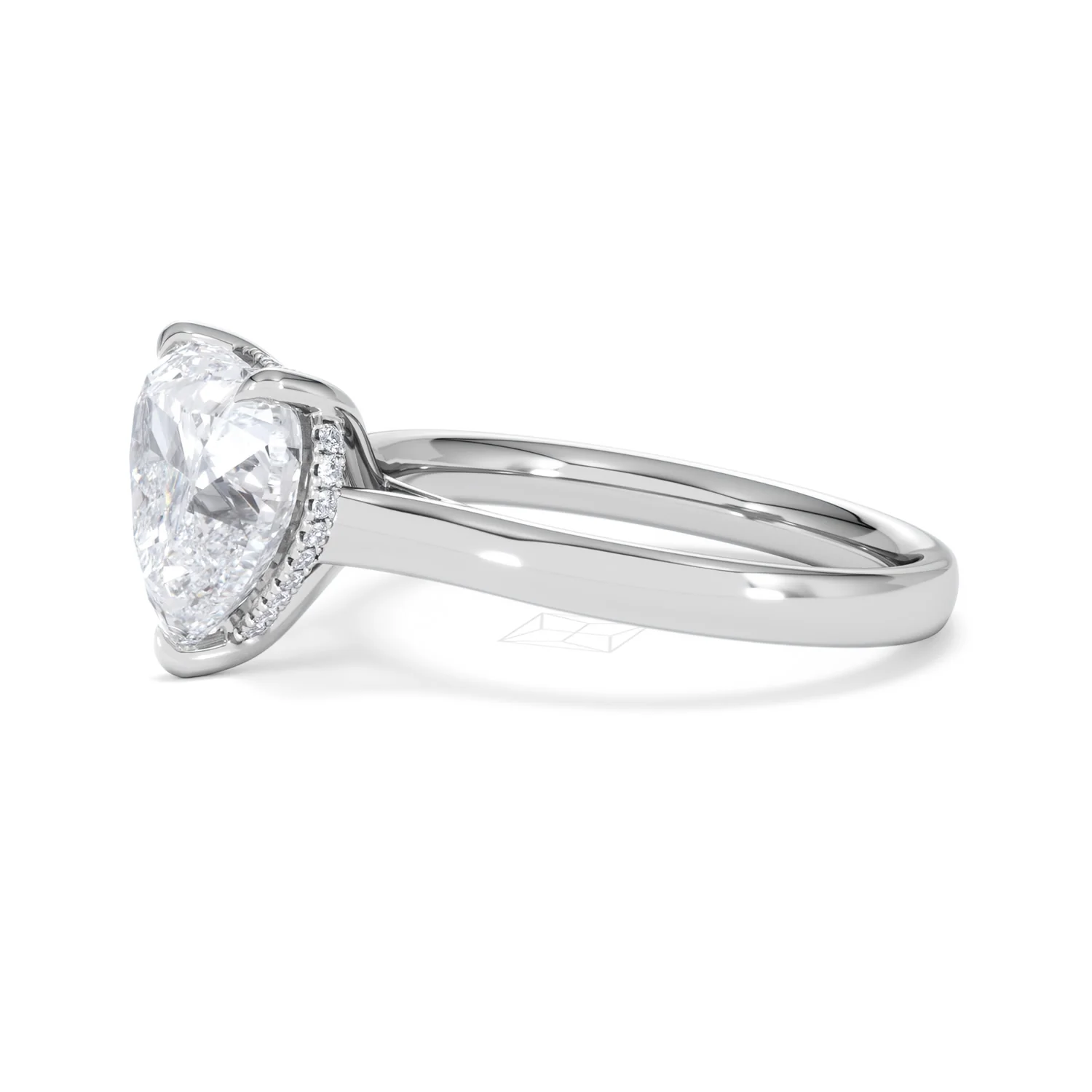Amora Heart 3.11ct Hidden Halo Lab Diamond Engagement Ring G/VS Set in 18K White Gold - Image 73