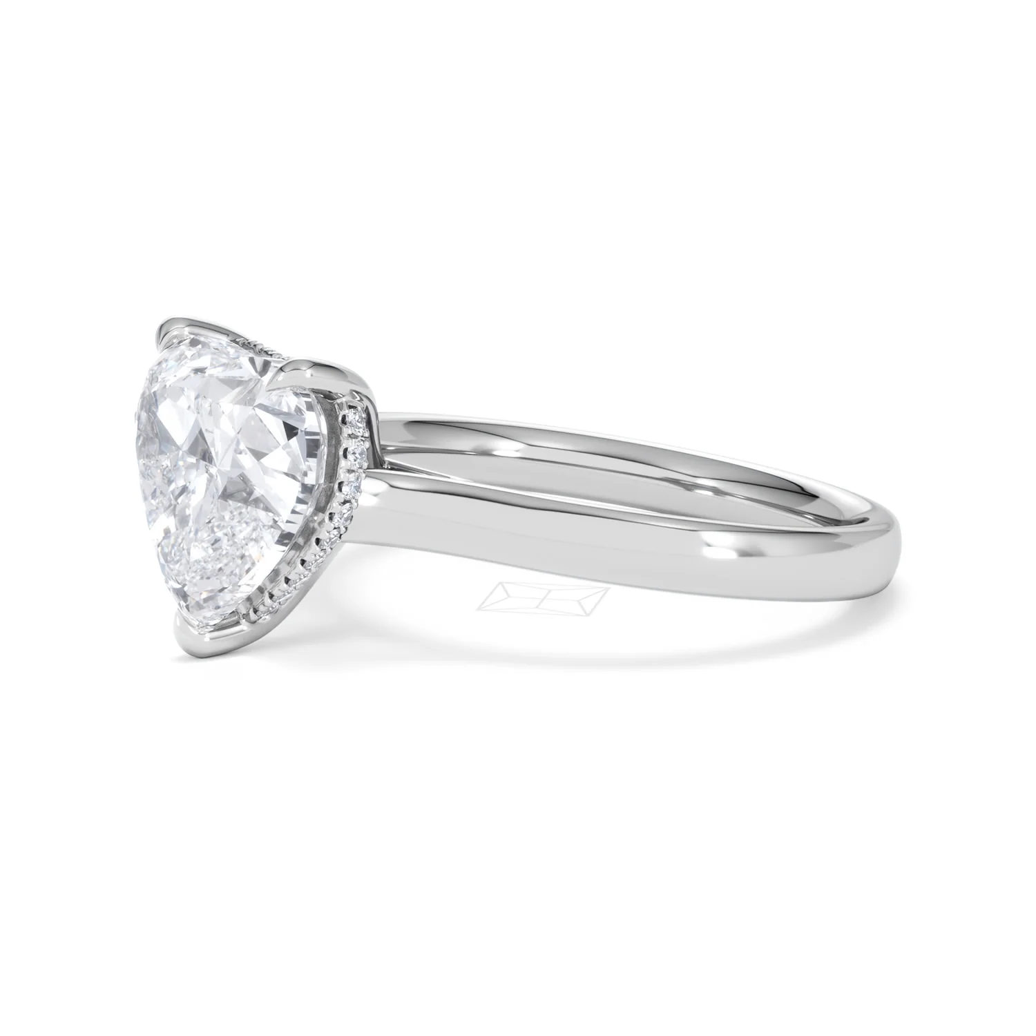 Amora Heart 3.11ct Hidden Halo Lab Diamond Engagement Ring G/VS Set in 18K White Gold - Image 75