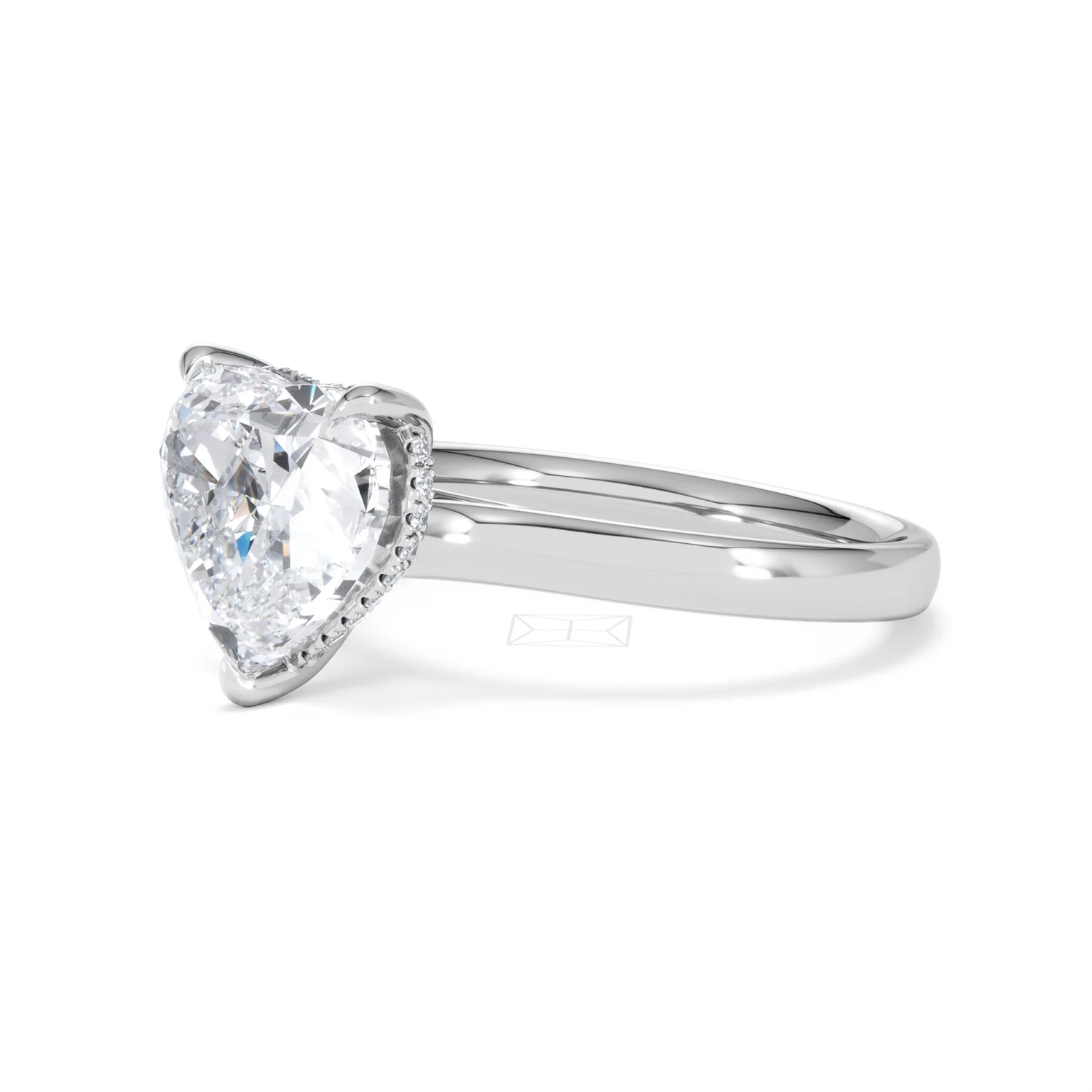 Amora Heart 3.11ct Hidden Halo Lab Diamond Engagement Ring G/VS Set in 18K White Gold - Image 77