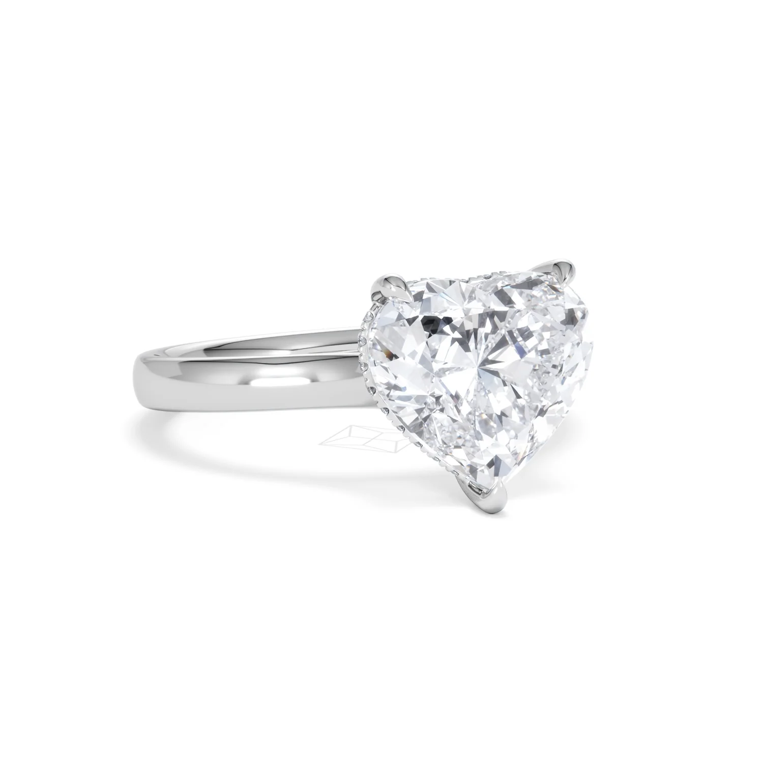 Amora Heart 3.11ct Hidden Halo Lab Diamond Engagement Ring G/VS Set in Platinum - Image 13