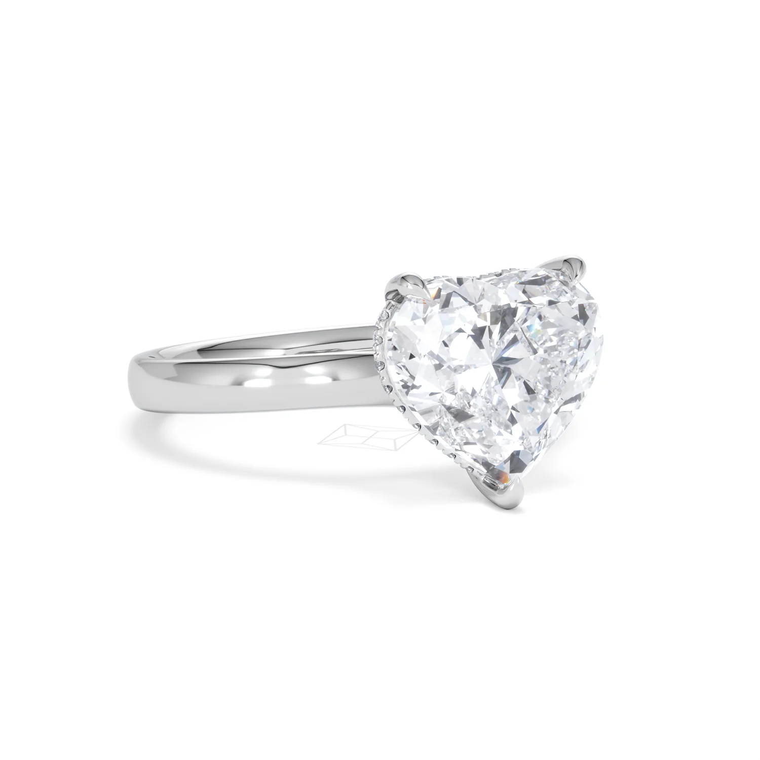Amora Heart 3.11ct Hidden Halo Lab Diamond Engagement Ring G/VS Set in Platinum - Image 14