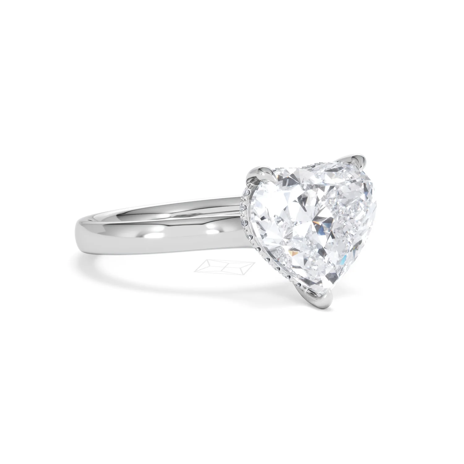 Amora Heart 3.11ct Hidden Halo Lab Diamond Engagement Ring G/VS Set in Platinum - Image 15