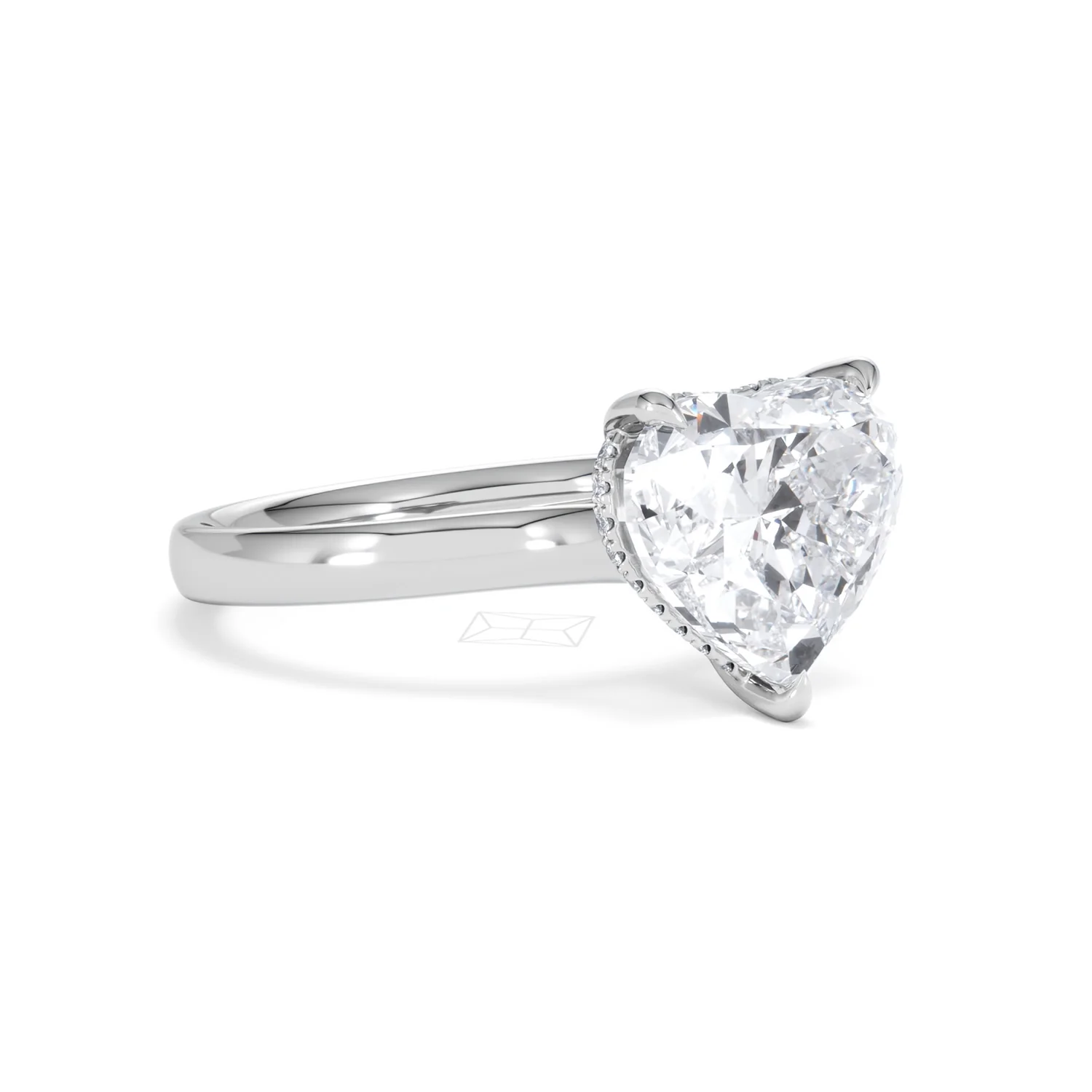Amora Heart 3.11ct Hidden Halo Lab Diamond Engagement Ring G/VS Set in Platinum - Image 16