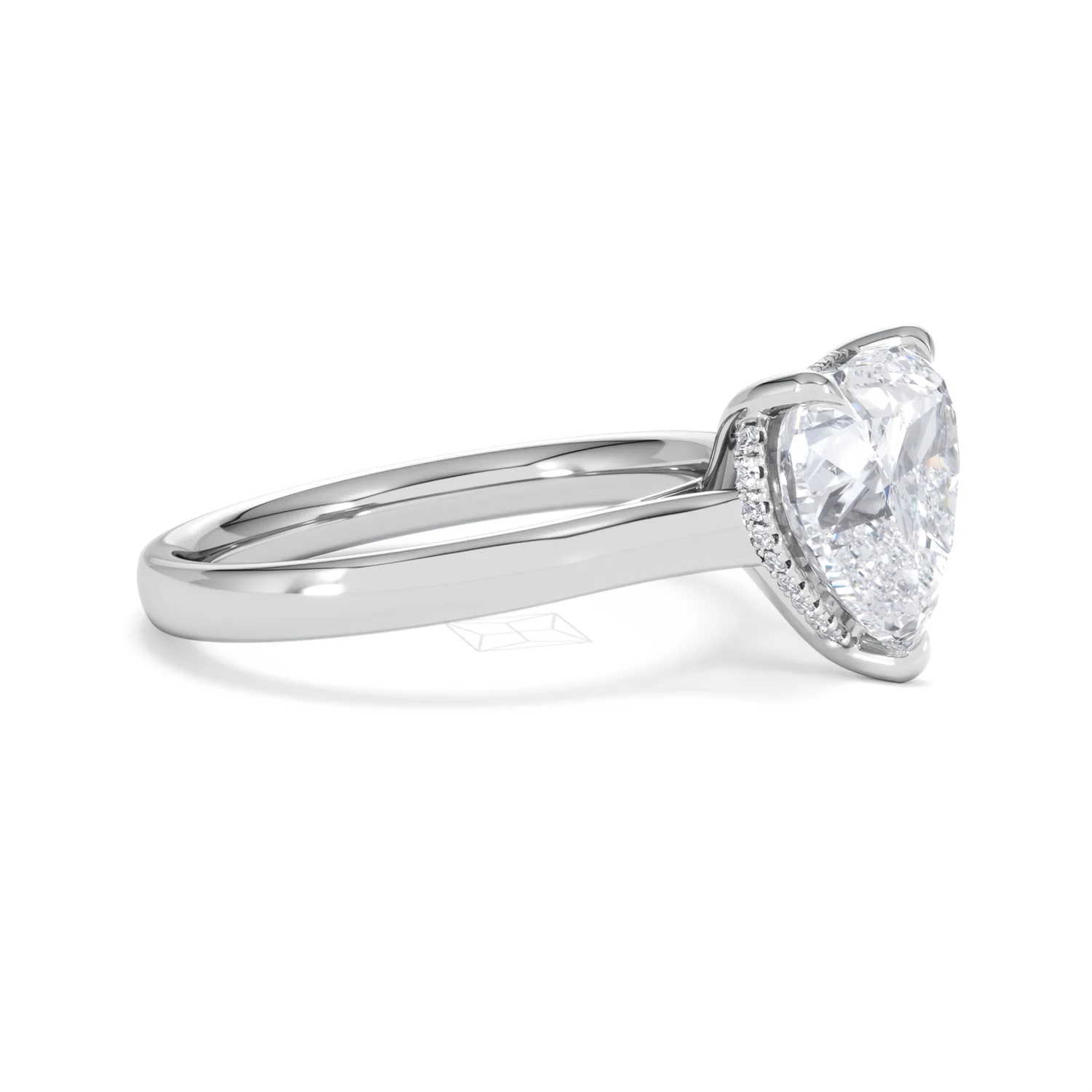 Amora Heart 3.11ct Hidden Halo Lab Diamond Engagement Ring G/VS Set in Platinum - Image 22